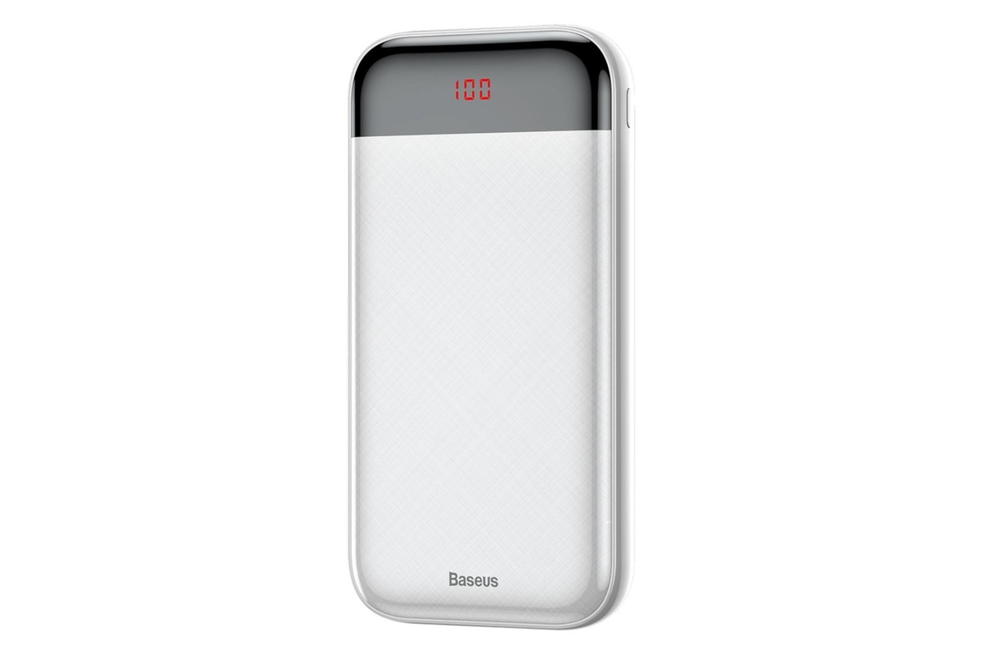 نمای راست پاور بانک باسئوس Baseus Mini Cu Digital Display 20000mAh با ظرفیت 20000 میلی‌آمپر سفید