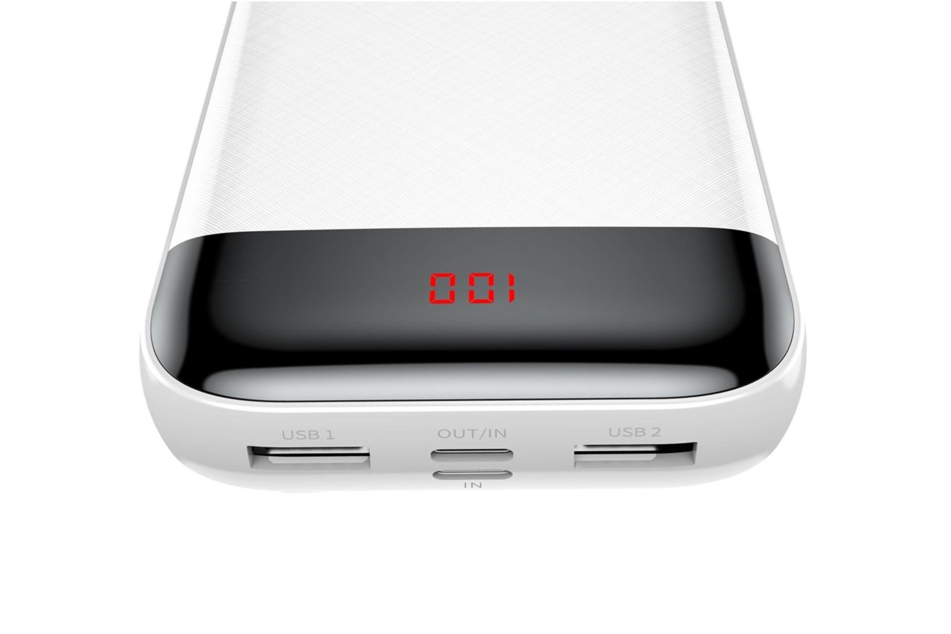 درگاه پاور بانک باسئوس Baseus Mini Cu Digital Display 20000mAh با ظرفیت 20000 میلی‌آمپر سفید