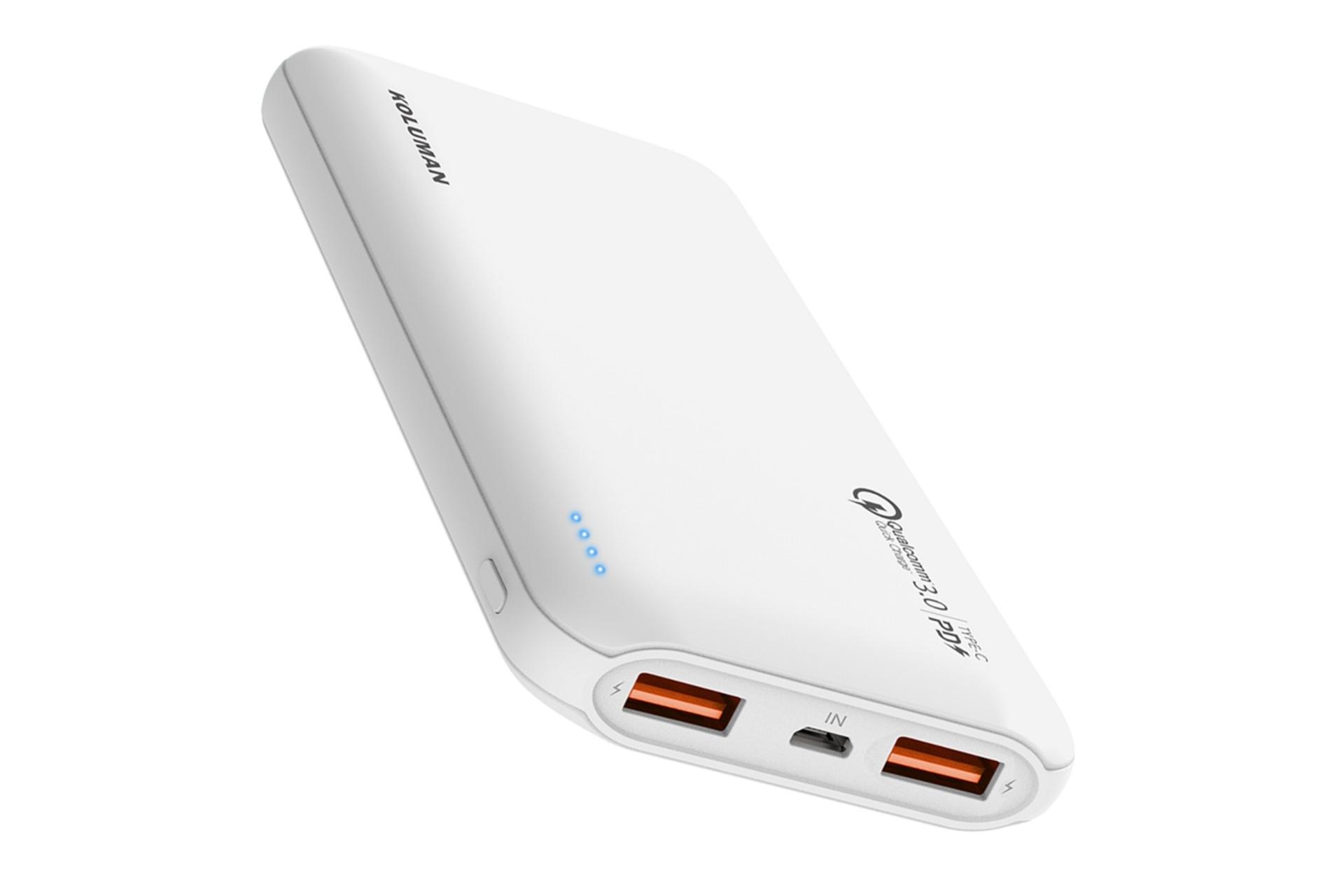 پاور بانک کلومن Koluman KP-315 10000mAh با ظرفیت 10000 میلی‌آمپر ساعت سفید