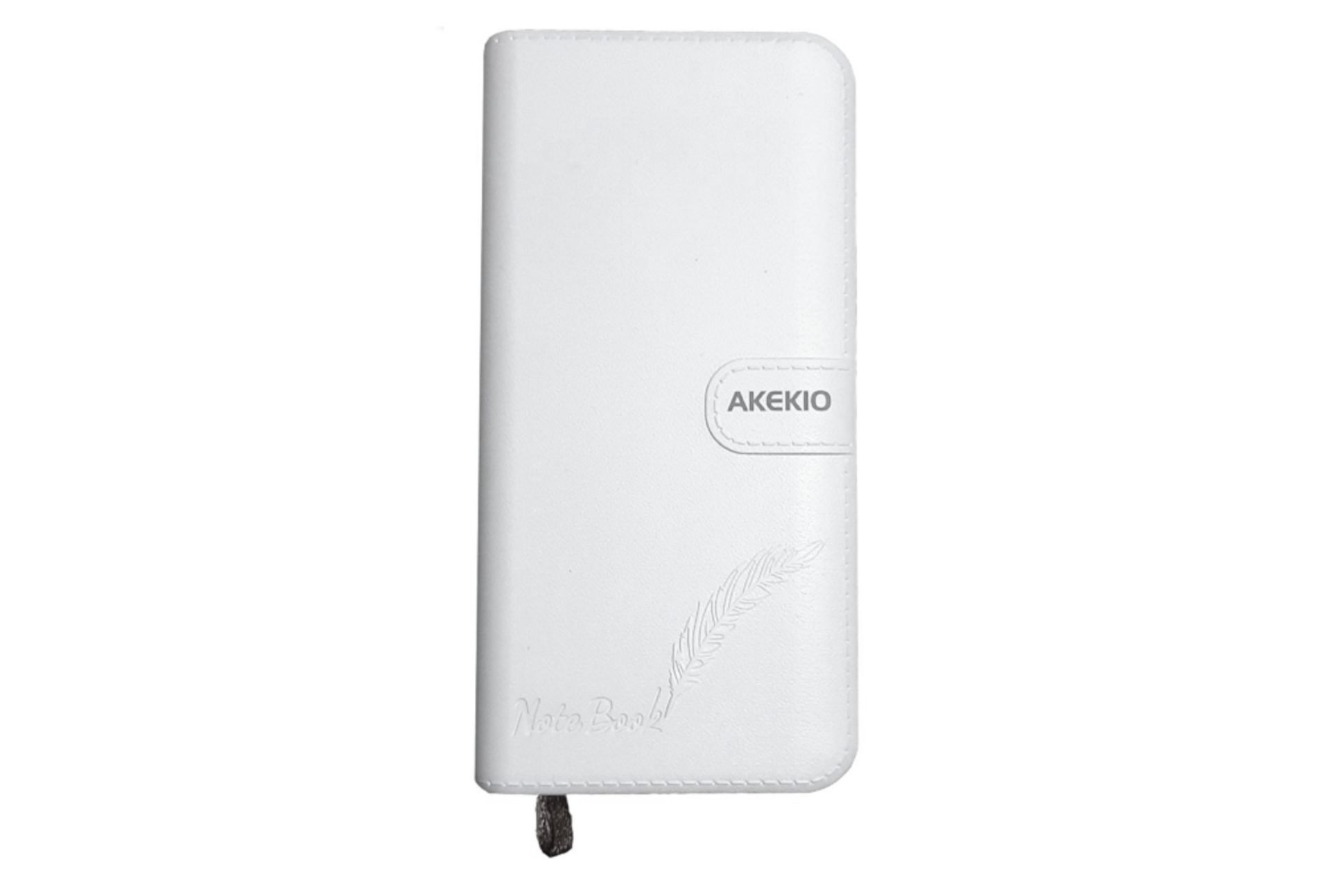 نمای روبرو پاور بانک اککیو NB8Akekio NB8 16000mAh با ظرفیت 16000 میلی‌آمپر ساعت سفید
