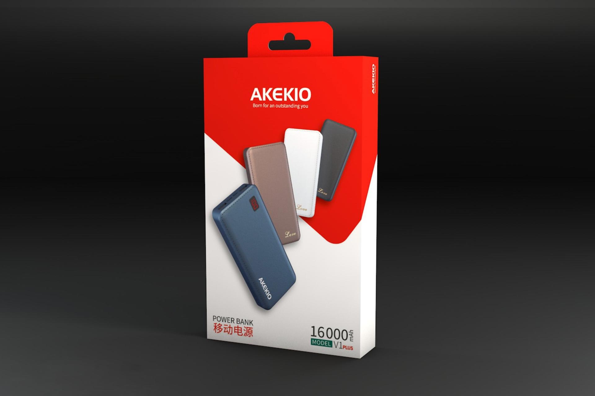 جعبه پاور بانک اککیو Akekio V1 Plus 16000mAh با ظرفیت 16000 میلی‌آمپر ساعت