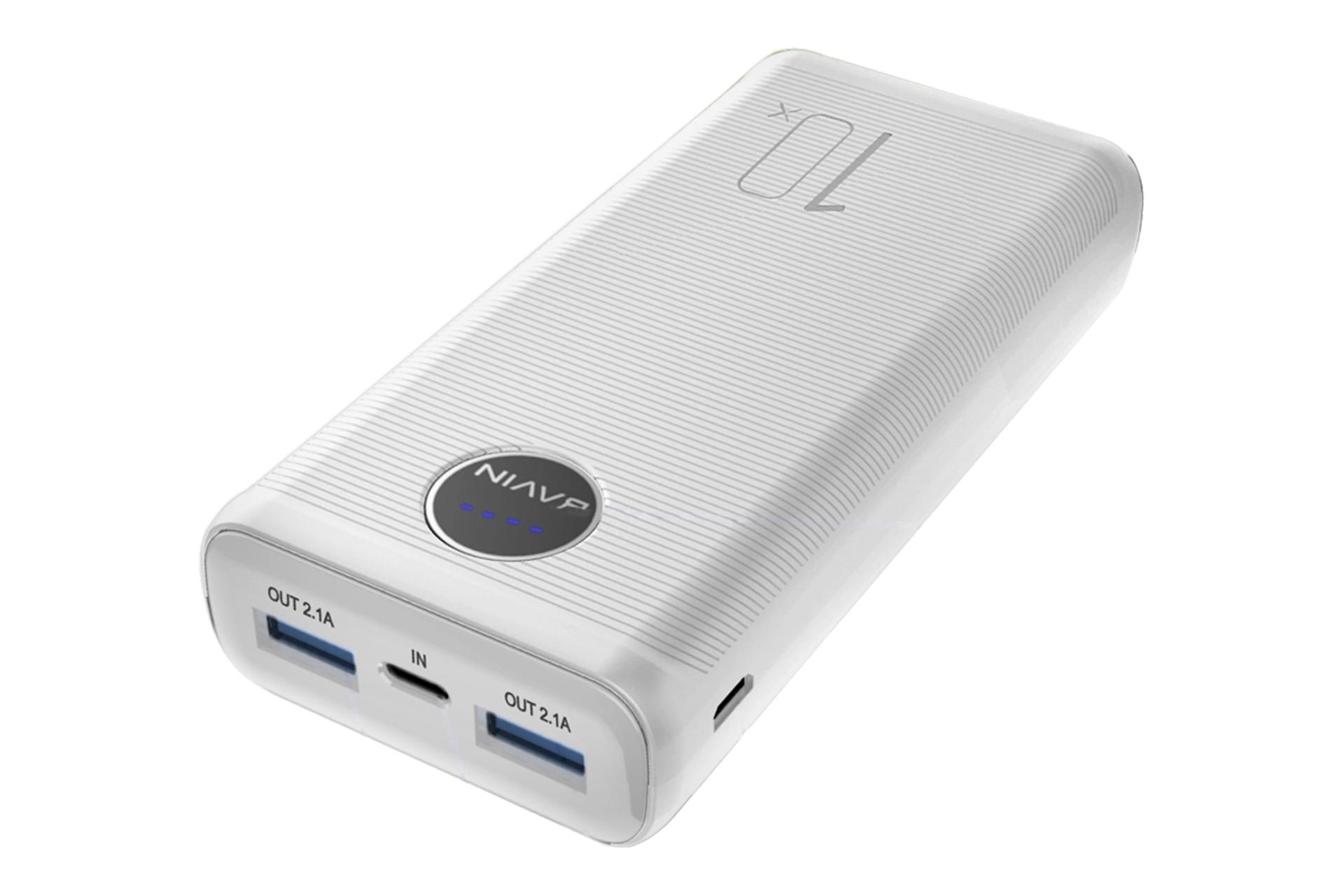 درگاه پاور بانک باوین Bavin PC-086 10000mAh با ظرفیت 10000 میلی‌آمپر ساعت سفید