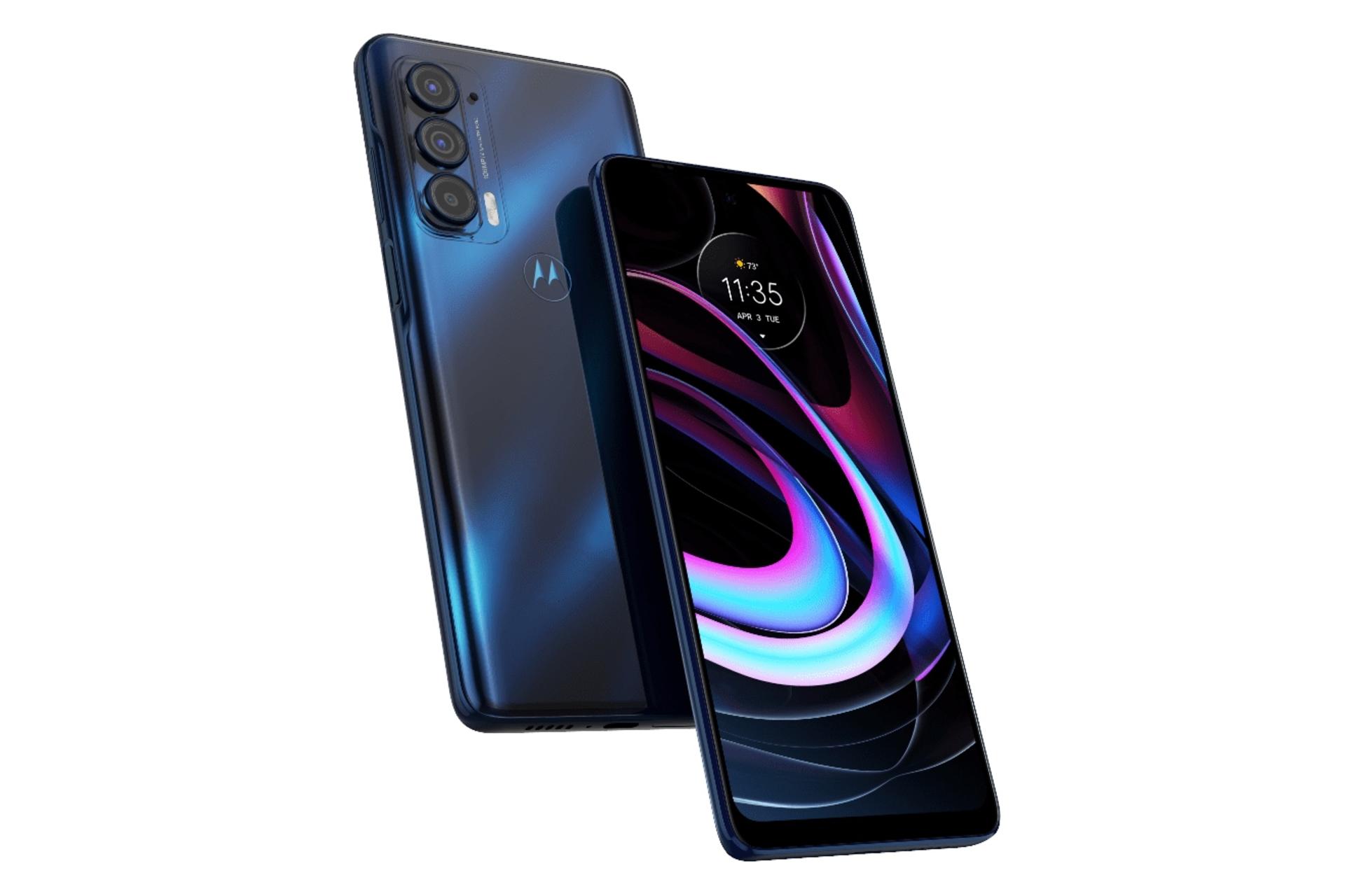 نمای جانبی گوشی موبایل موتورولا اج 2021 / Motorola Edge 2021 آبی تیره