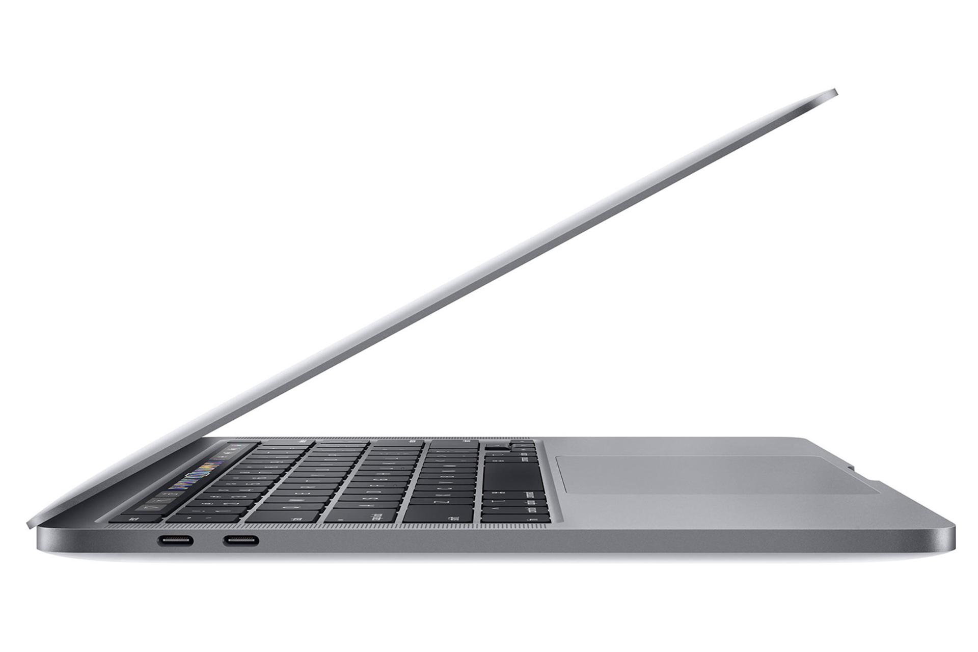 لپ‌تاپ مک بوک پرو 13 اینچی 2020 اپل نمای بغل صفحه کلید و پورت ها / Apple Macbook Pro 13 2020 - MWP