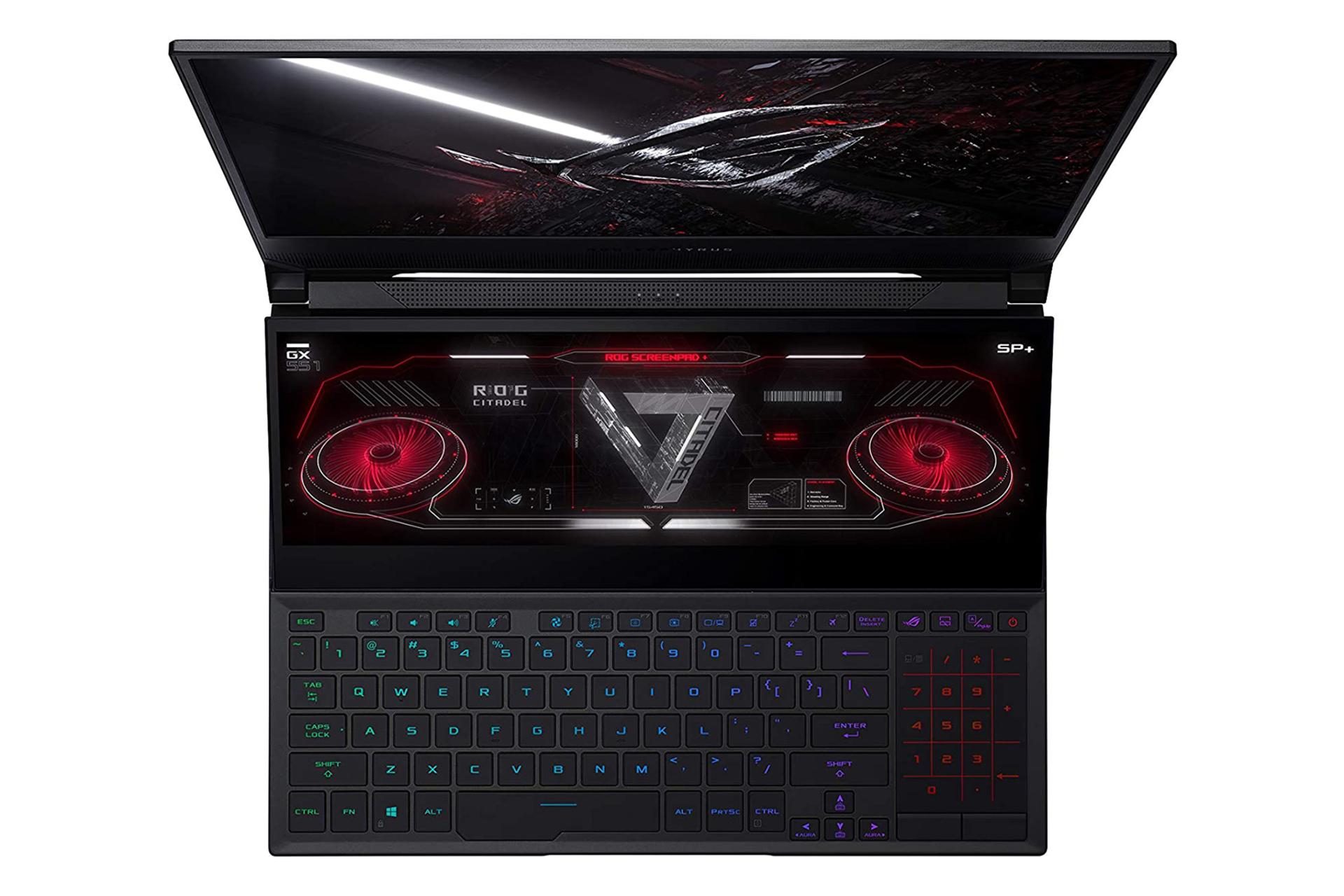 نمای بالا لپ تاپ ایسوس راگ زفیروس Duo SE 15