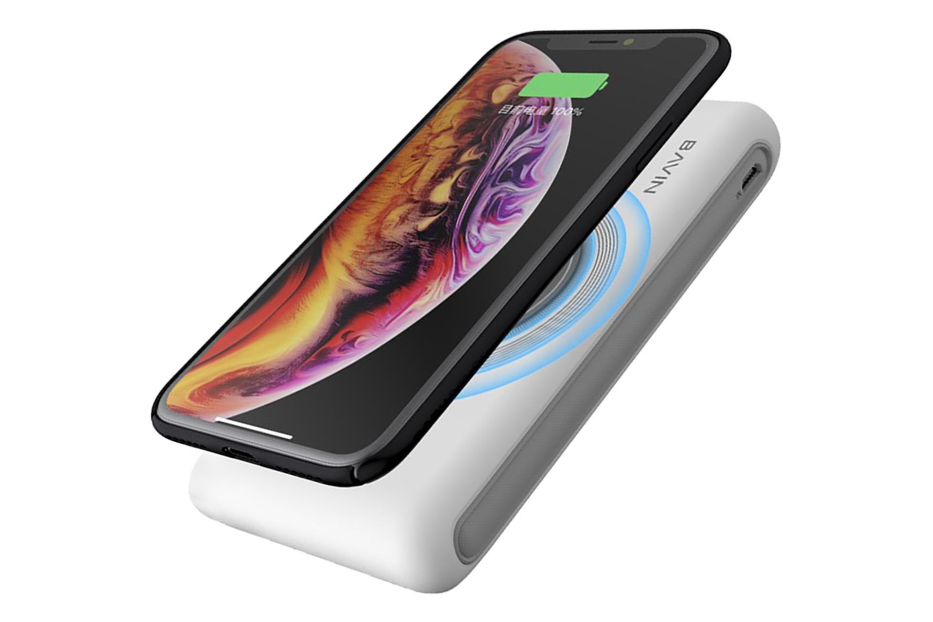 شارژ وایرلس پاور بانک باوین Bavin PC-095 10000mAh با ظرفیت 10000 میلی‌آمپر ساعت