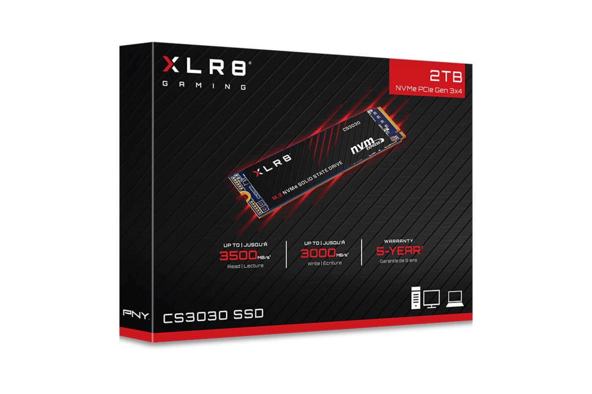 جعبه SSD پی ان وای PNY XLR8 CS3030 NVMe M.2 2TB ظرفیت 2 ترابایت