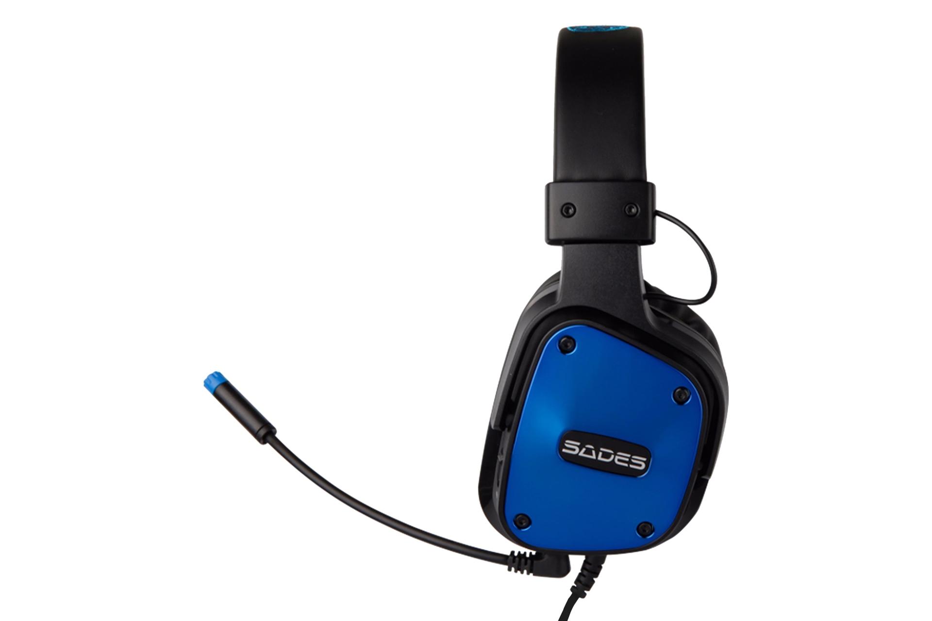 نمای جانبی هدست گیمینگ سادس SADES Dpower آبی