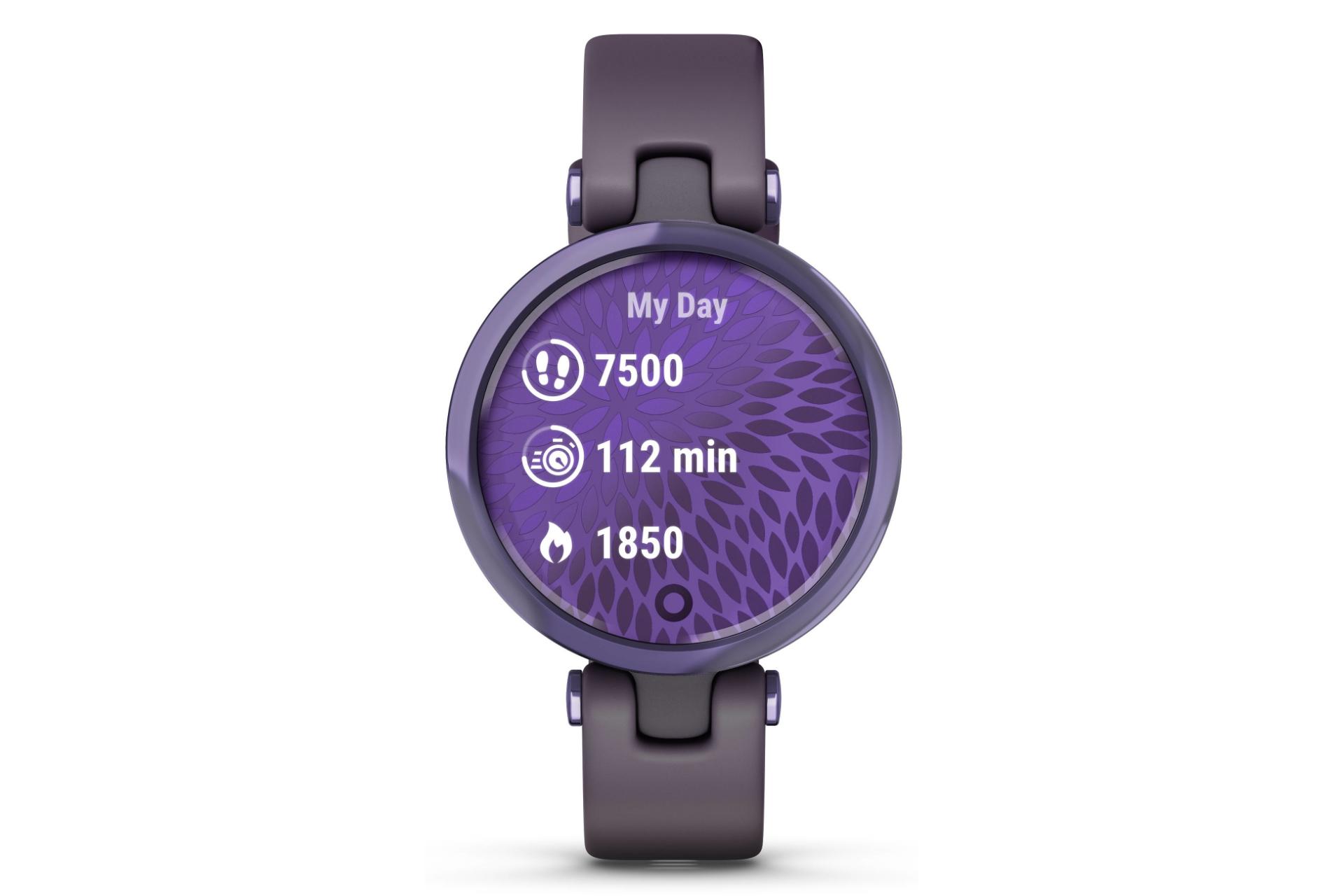 نمای روبرو اسمارت واچ لیلی گارمین نسخه اسپورت / Garmin Lily Sport Edition بنفش