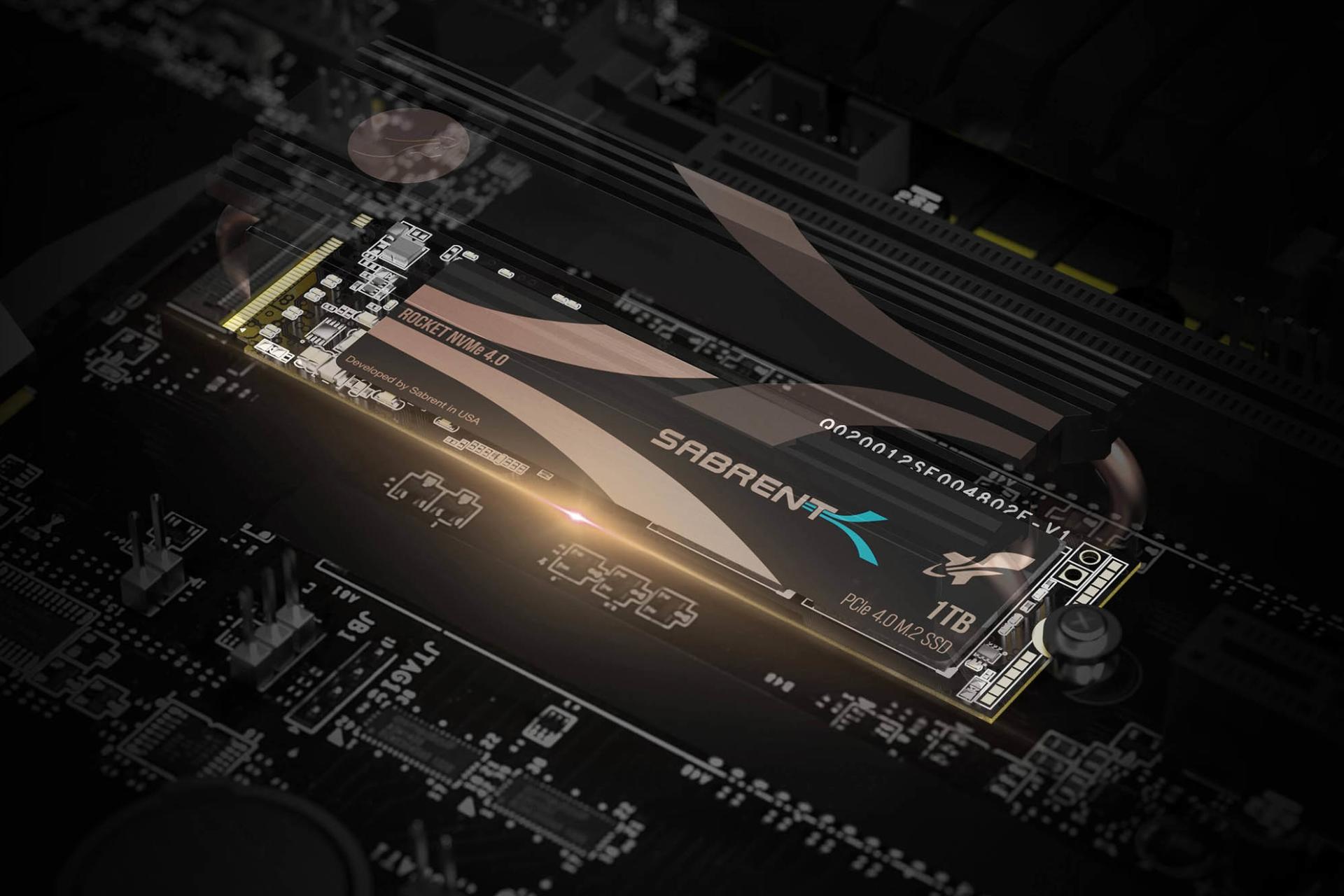 SSD سابرنت Sabrent Rocket NVMe M.2 1TB ظرفیت 1 ترابایت روی مادربرد