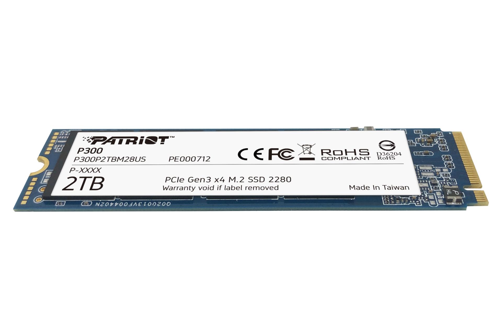 نمای کناری SSD پتریوت Patriot P300 NVMe M.2 2TB ظرفیت 2 ترابایت