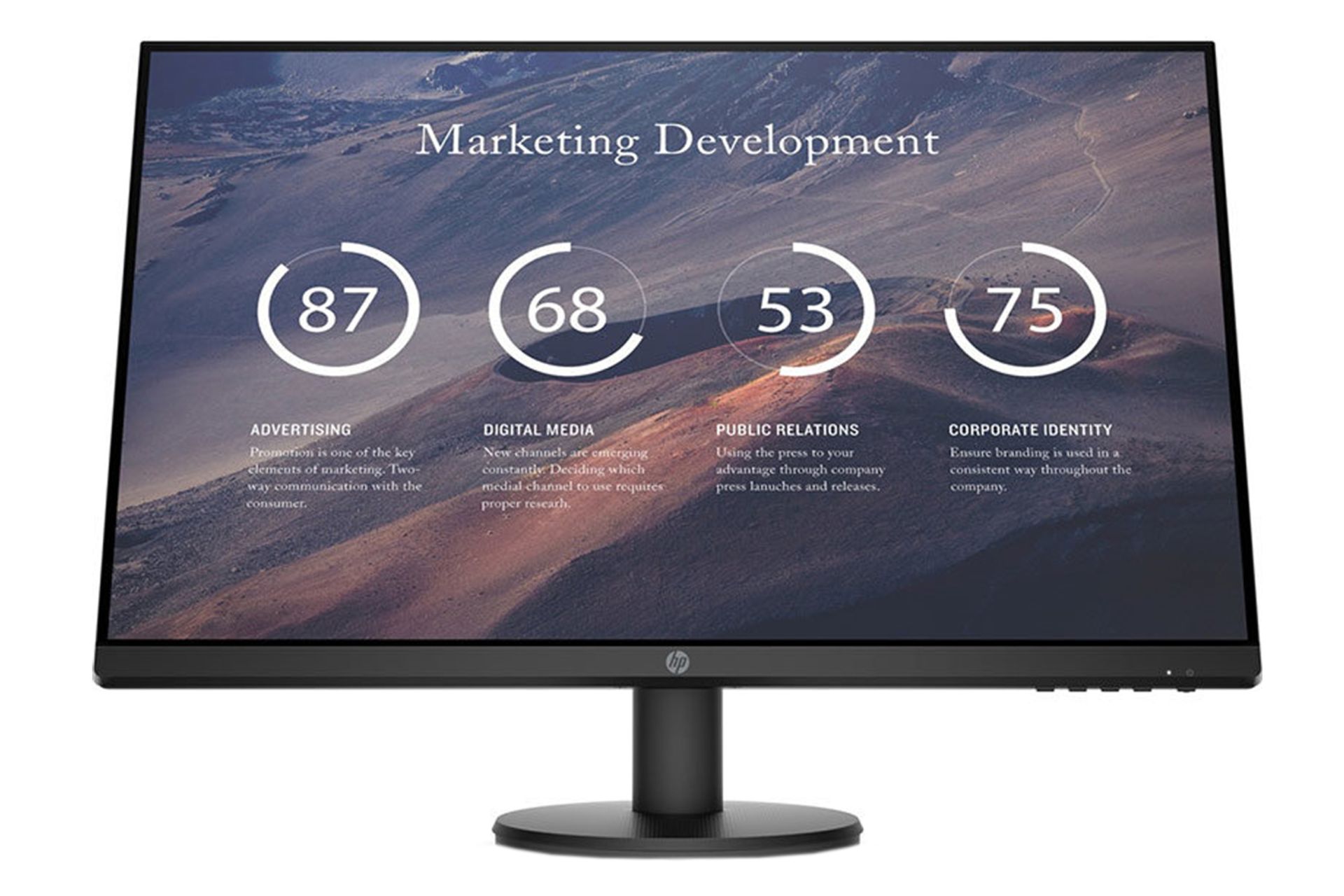 نمای روبه رو مانیتور 27 اینچ اچ پی P27v G4