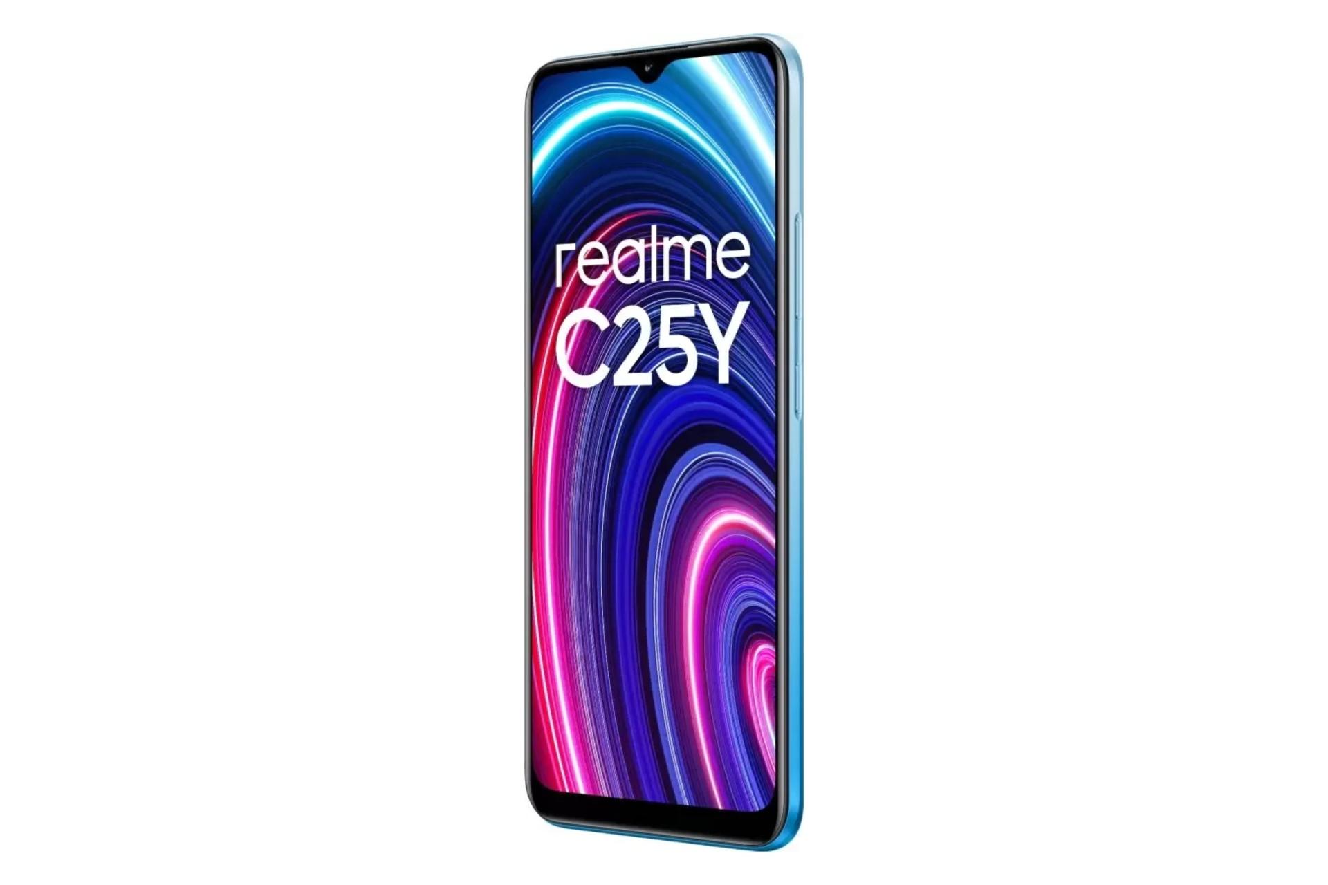 نمای راست پنل جلو گوشی موبایل ریلمی سی 25 وای / Realme C25Y آبی