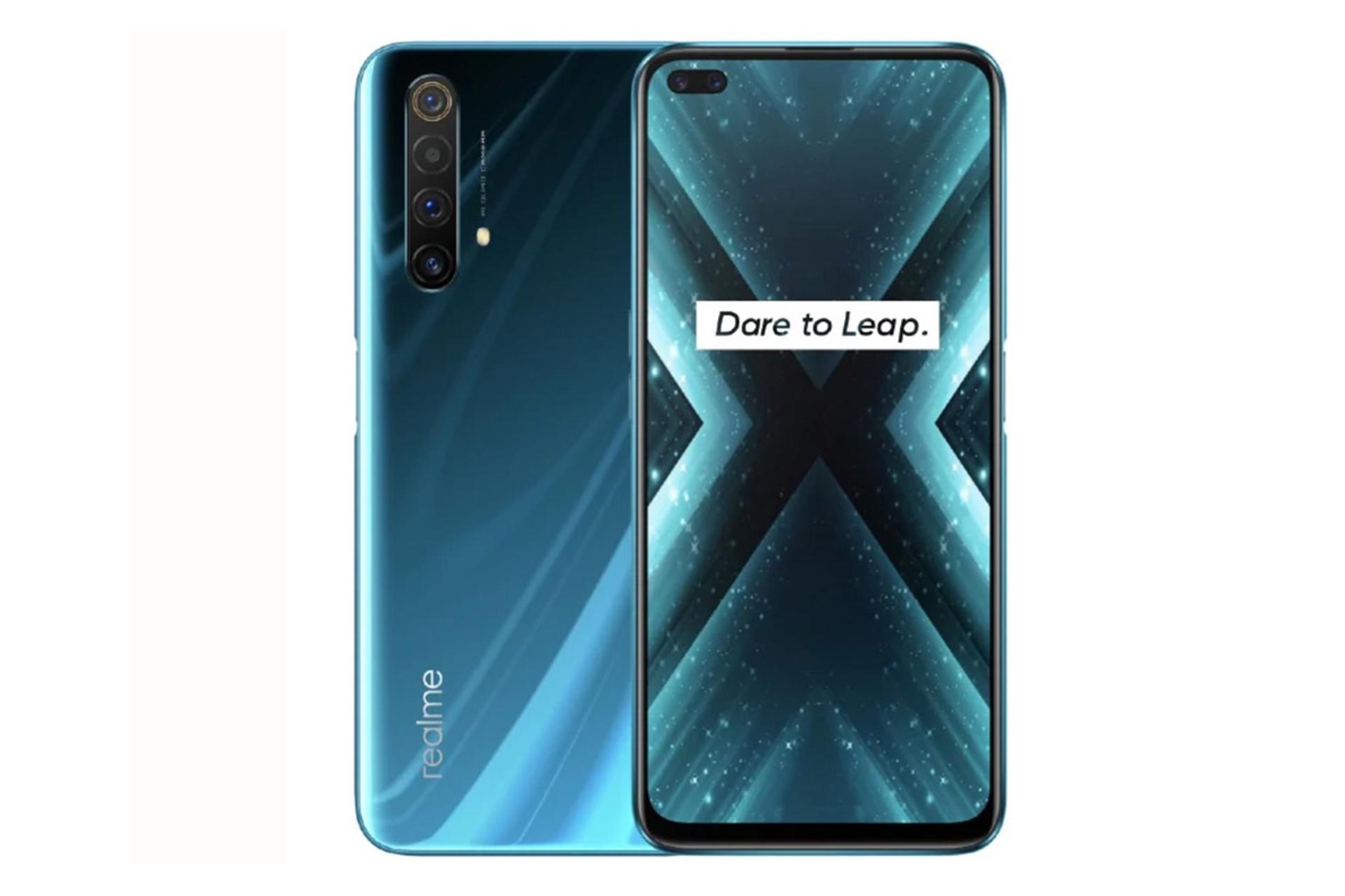 نمای پشت و جلوی گوشی ریلمی ایکس 3 رنگ آبی / Oppo Realme X3