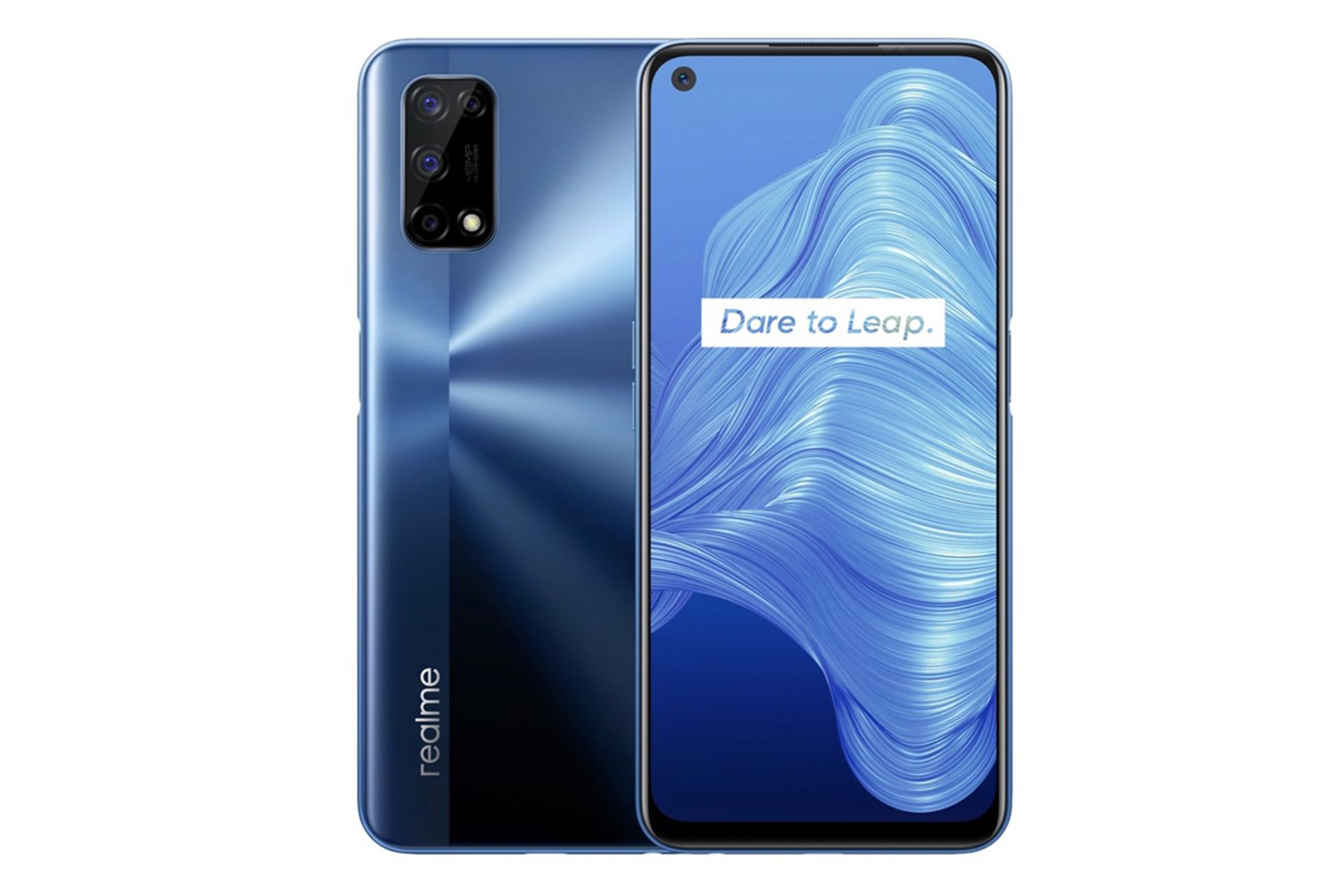 نمای پشت و جلوی گوشی اوپو ریلمی وی 5 رنگ سورمه‌ای