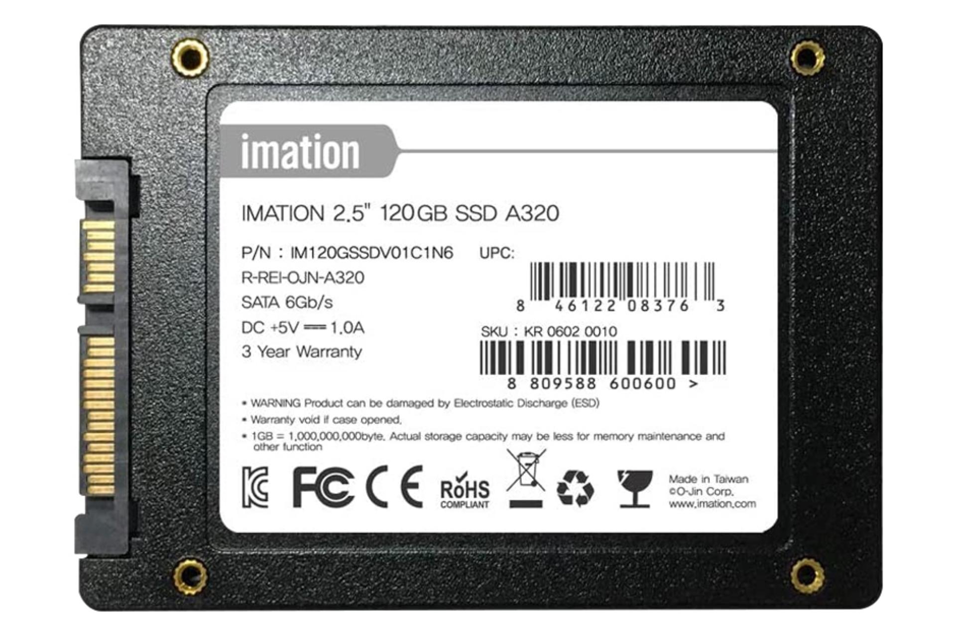 پشت SSD ایمیشن Imation A320 SATA 2.5 Inch 120GB ظرفیت 120 گیگابایت