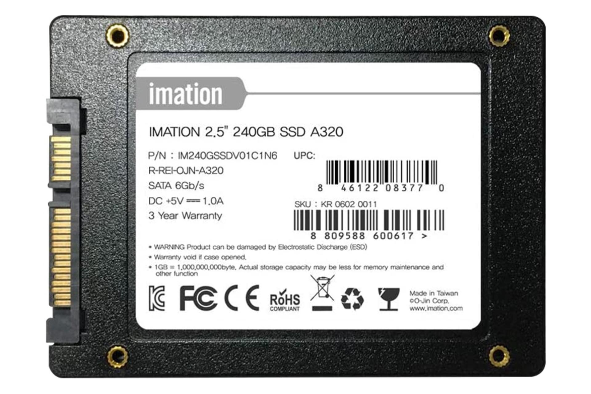 پشت SSD ایمیشن Imation A320 SATA 2.5 Inch 240GB ظرفیت 240 گیگابایت