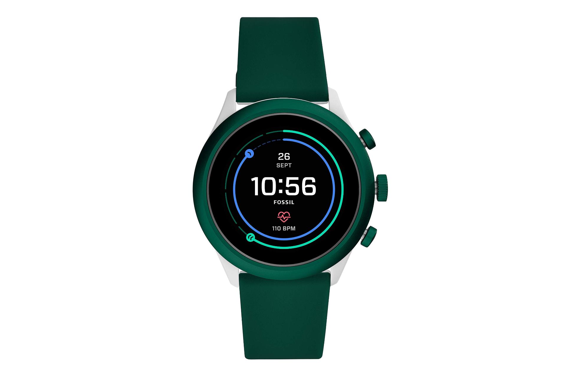 نمای روبروی اسمارت واچ فسیل هیبرید نسخه Sport 43mm سبز
