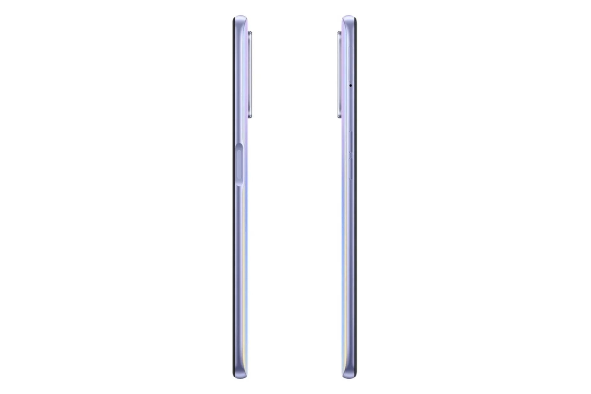 نمای جانبی گوشی موبایل ریلمی Realme Q3s آبی و صورتی