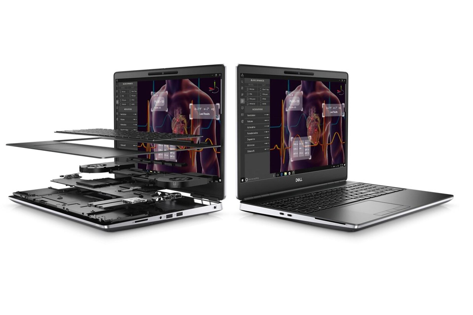 نمای راست و چپ لپ تاپ دل Dell Precision 7550