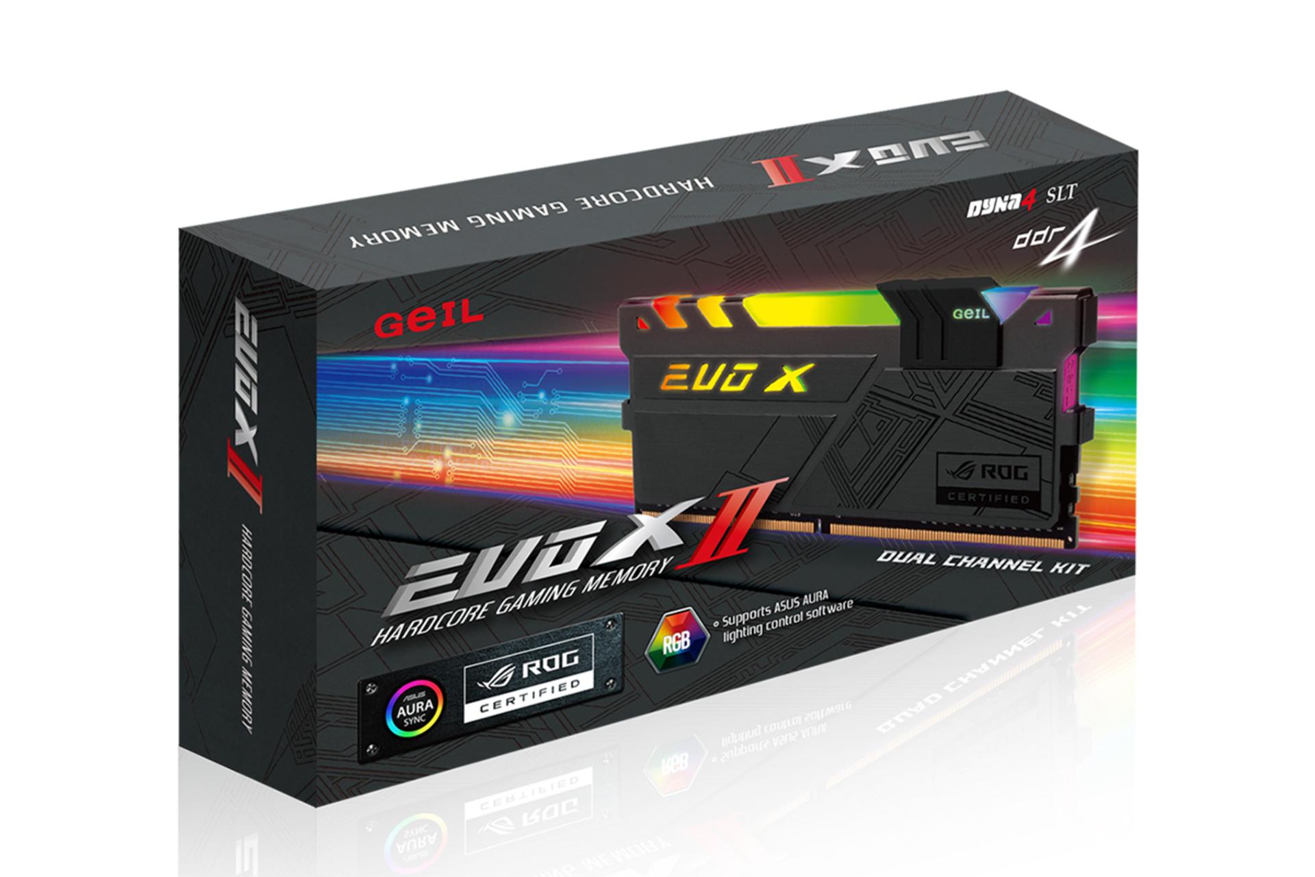 جعبه رم گیل EVO X II ROG-certified ظرفیت 16 گیگابایت (2x8) از نوع DDR4-3200