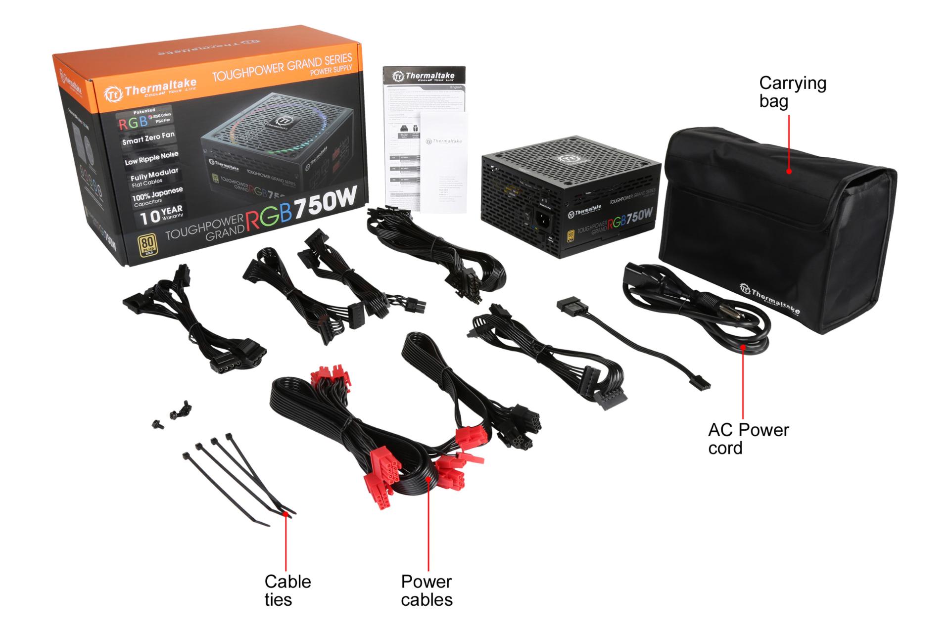 نمای اجزای پاور کامپیوتر ترمالتیک Toughpower Grand RGB با توان 750 وات