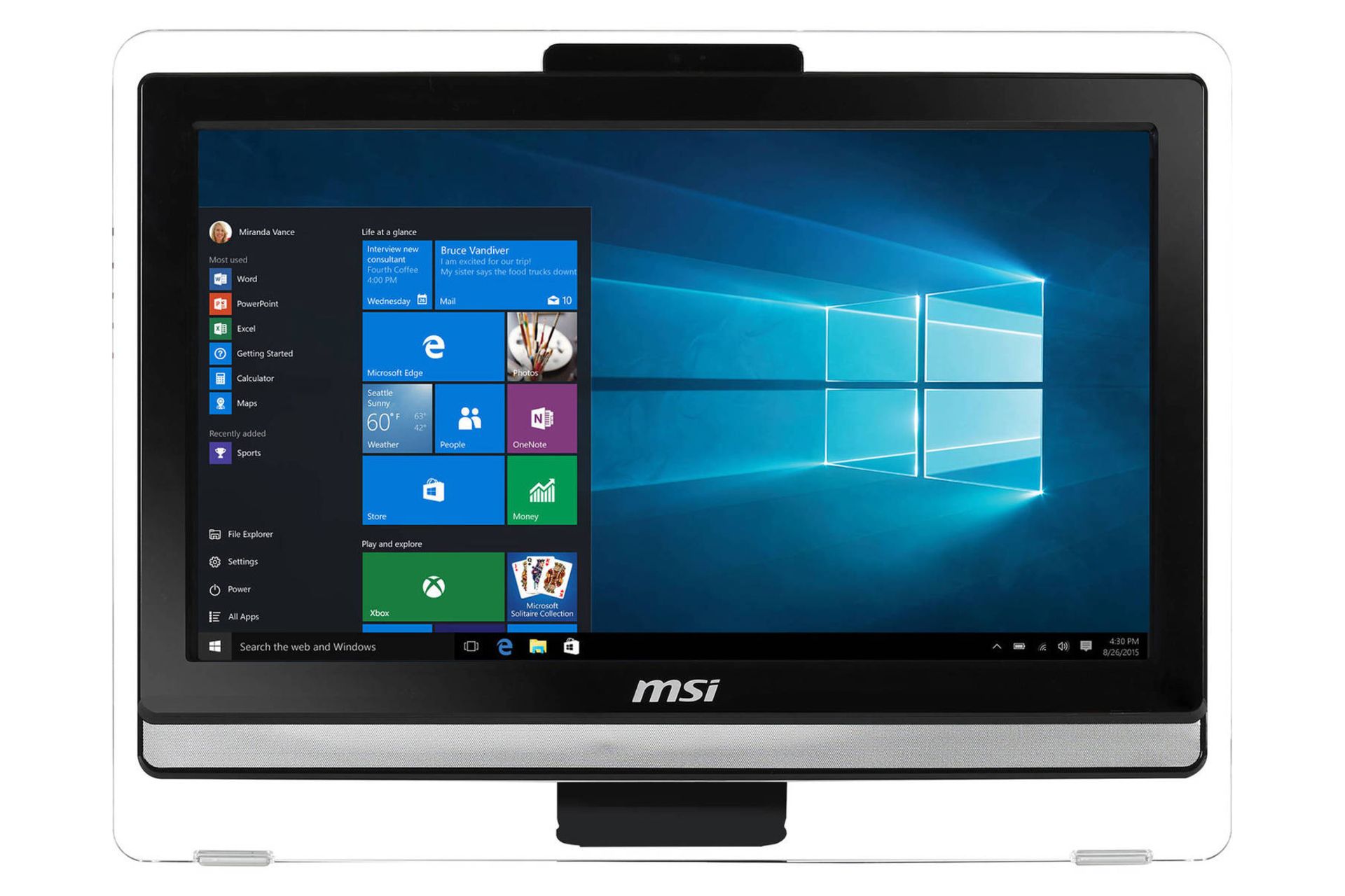 نمای روبرو کامپیوتر آل این وان All in One MSI Pro 20ET 4BW Celeron-N3150