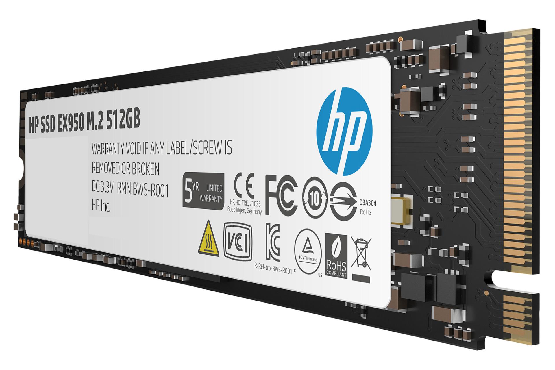 نمای راست SSD اچ پی EX950 NVMe M.2 ظرفیت 512 گیگابایت