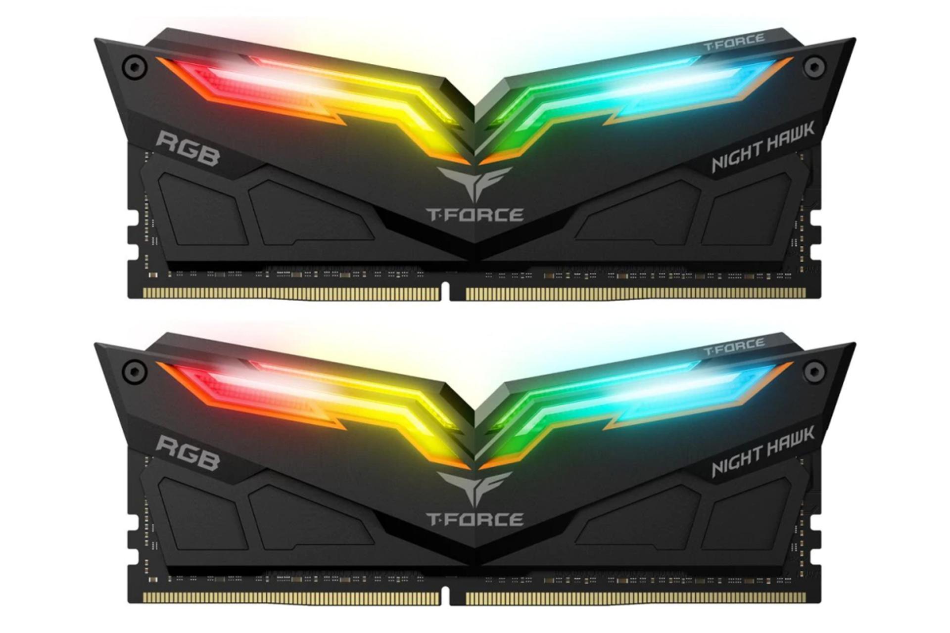 رم تیم گروپ T-FORCE NIGHT HAWK RGB ظرفیت 16 گیگابایت (2x8) از نوع DDR4-3200