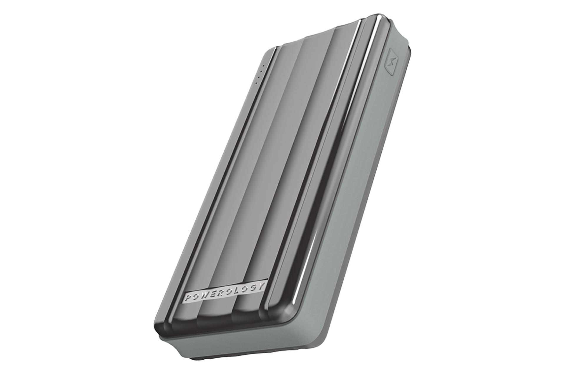 نمای کناری پاور بانک پاورلوژی P20QCPDGY با ظرفیت 20000 میلی‌آمپر ساعت Powerology P20QCPDGY 20000mAh