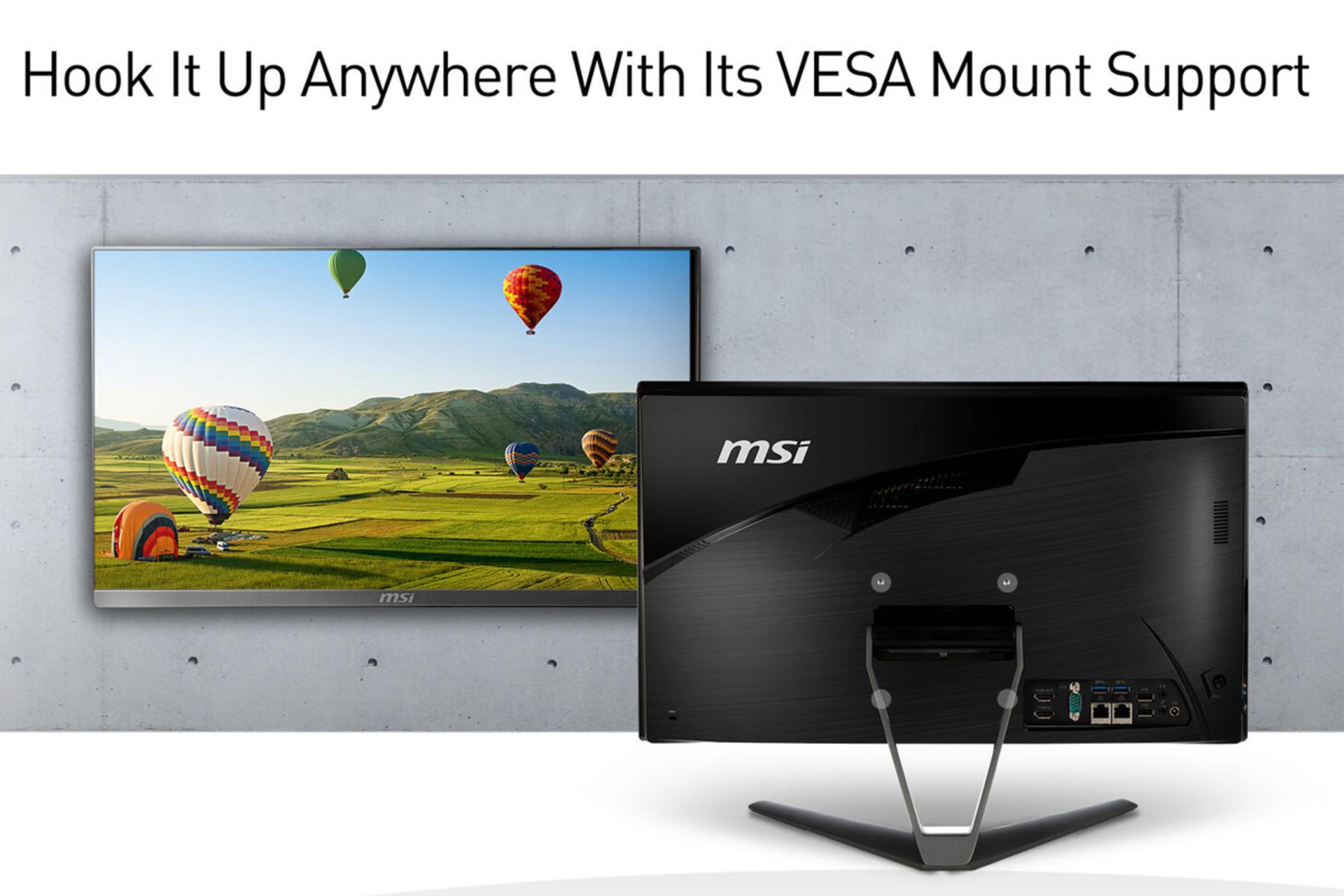 نصب کامپیوتر آل این وان All in One MSI Pro 22X 10M Core i3-10100 روی دیوار