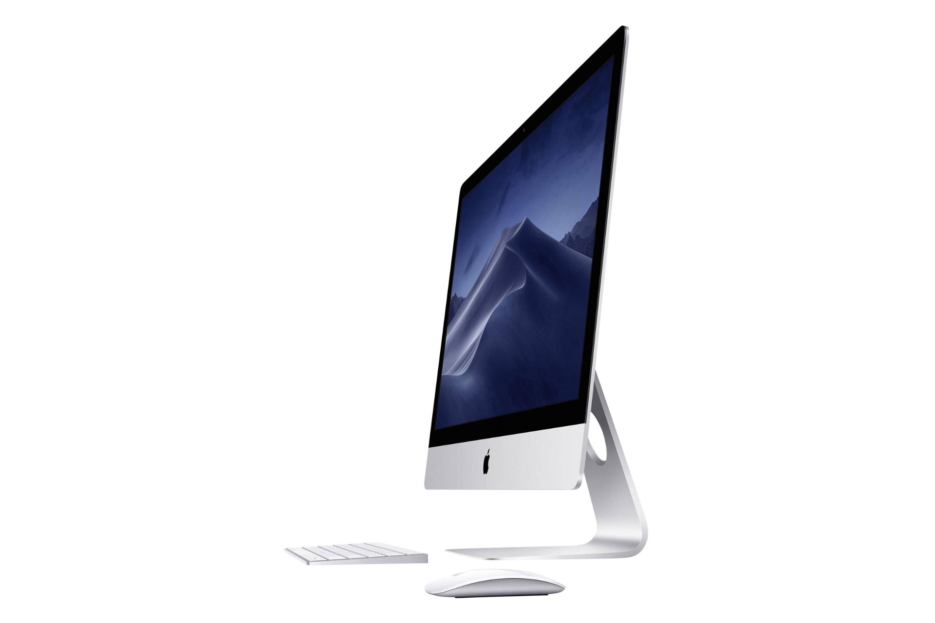 نمای جانبی کامپیوتر آل این وان اپل All in One Apple iMac 27 inch 2019 همراه ماوس و کیبورد
