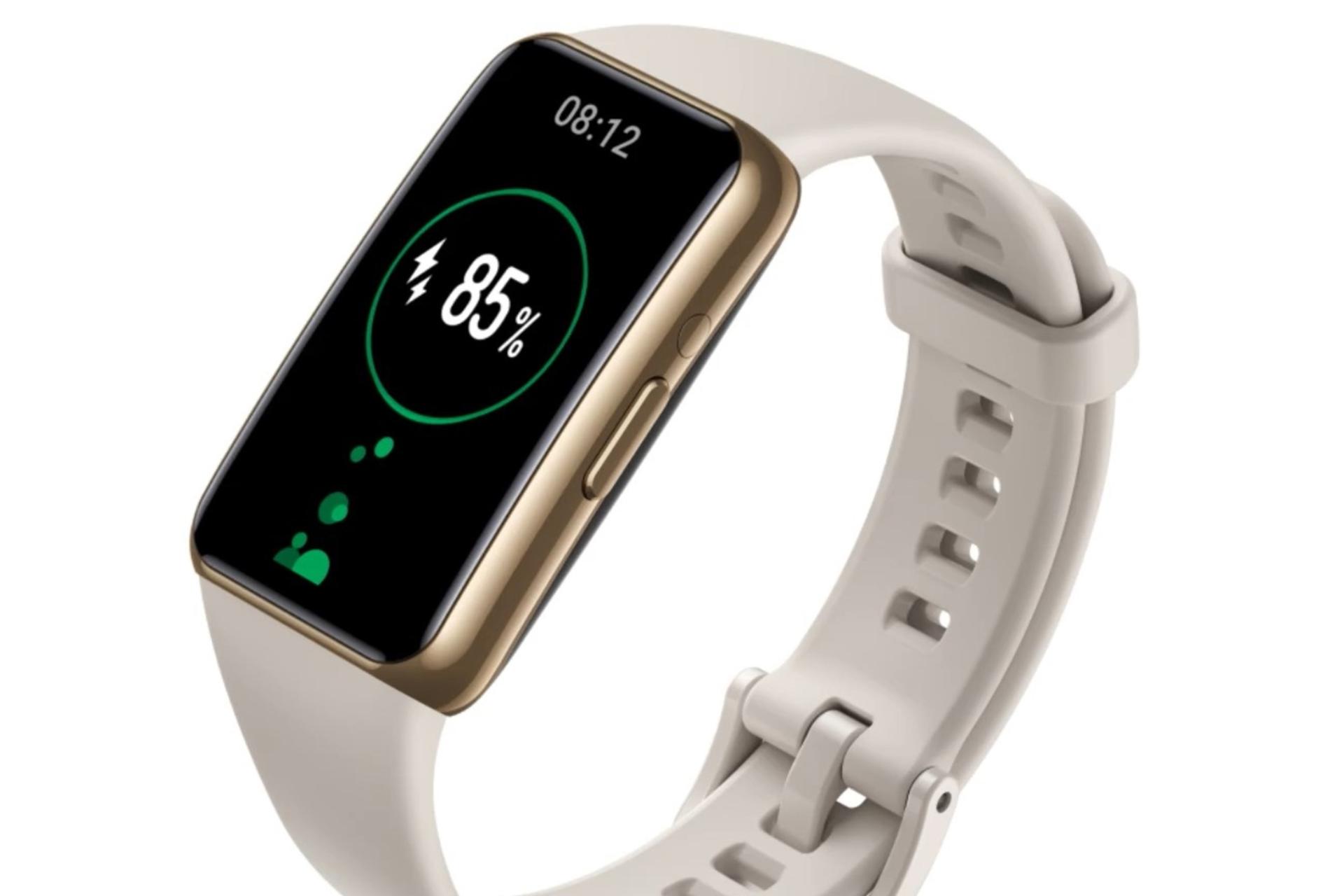 نمای جانبی Huawei Band 6 Pro / اسمارت واچ هواوی بند 6 پرو طلایی