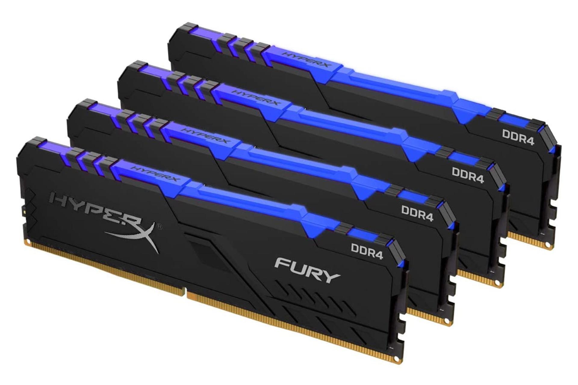 نمای کنار رم هایپر ایکس Fury ظرفیت 32 گیگابایت (4x8) از نوع DDR4-3466