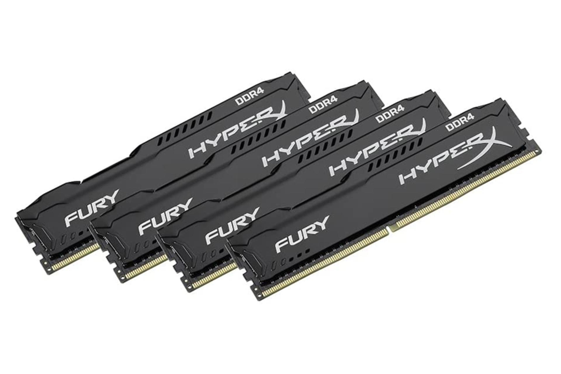 نمای کنار رم کینگستون HyperX Fury ظرفیت 16 گیگابایت (4x4) از نوع DDR4-2666