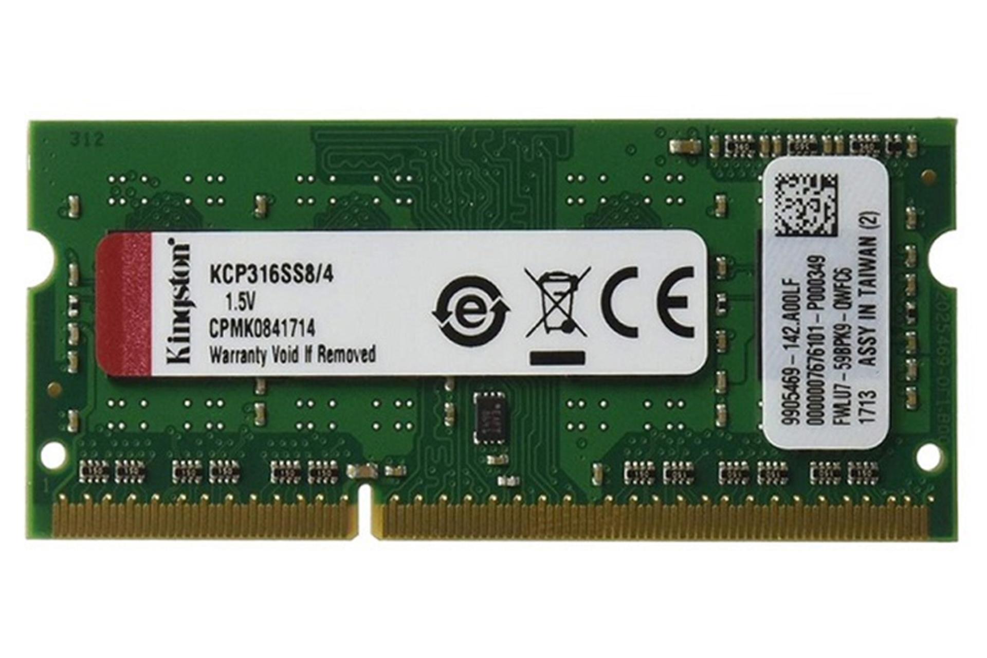 رم کینگستون KCP316SS8/4 ValueRAM ظرفیت 4 گیگابایت از نوع DDR3-1600