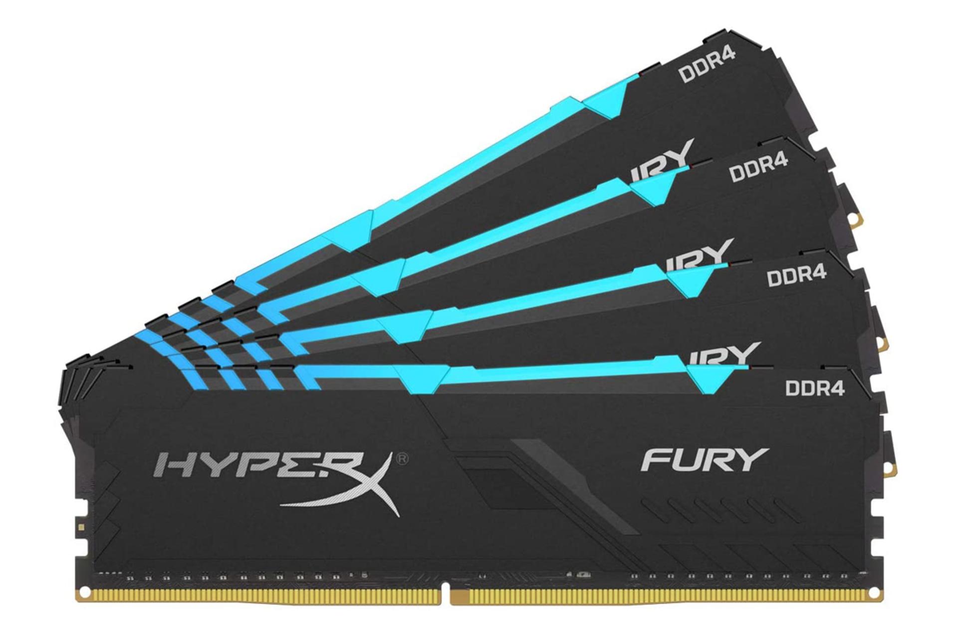 نمای جلو رم هایپر ایکس Fury ظرفیت 32 گیگابایت (4x8) از نوع DDR4-3466