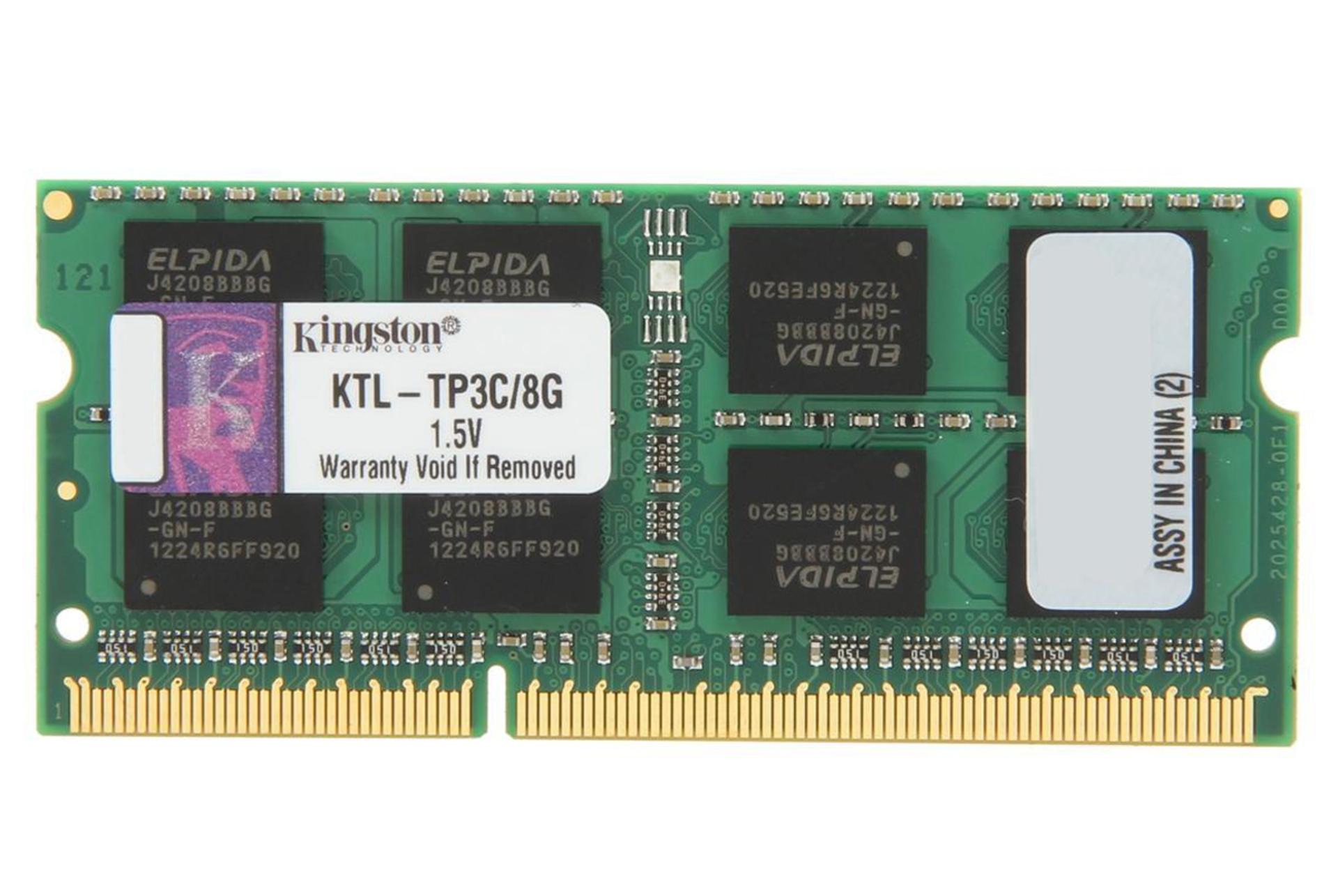رم کینگستون KTL-TP3C/8G ظرفیت 8 گیگابایت از نوع DDR3-1600