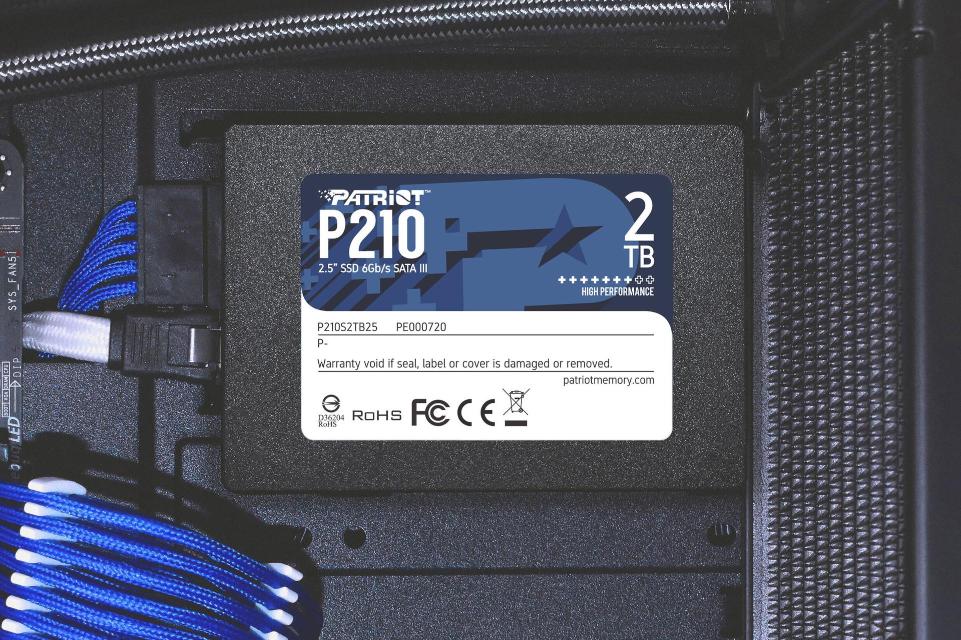 SSD پتریوت Patriot P210 SATA 2.5 Inch 2TB ظرفیت 2 ترابایت روی مادربرد