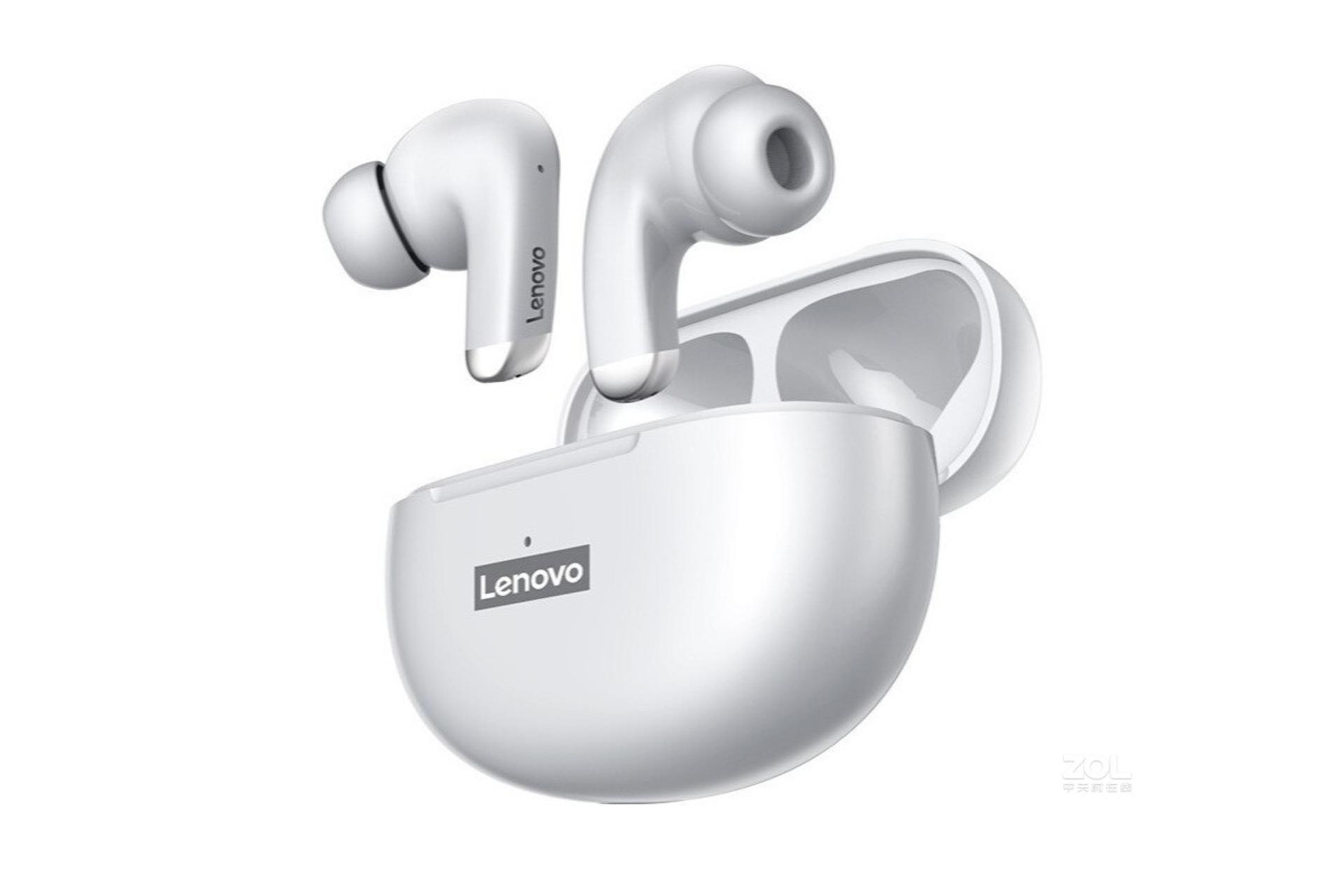 نمای جانبی ایرباد بی سیم لنوو Lenovo LivePods LP5 سفید