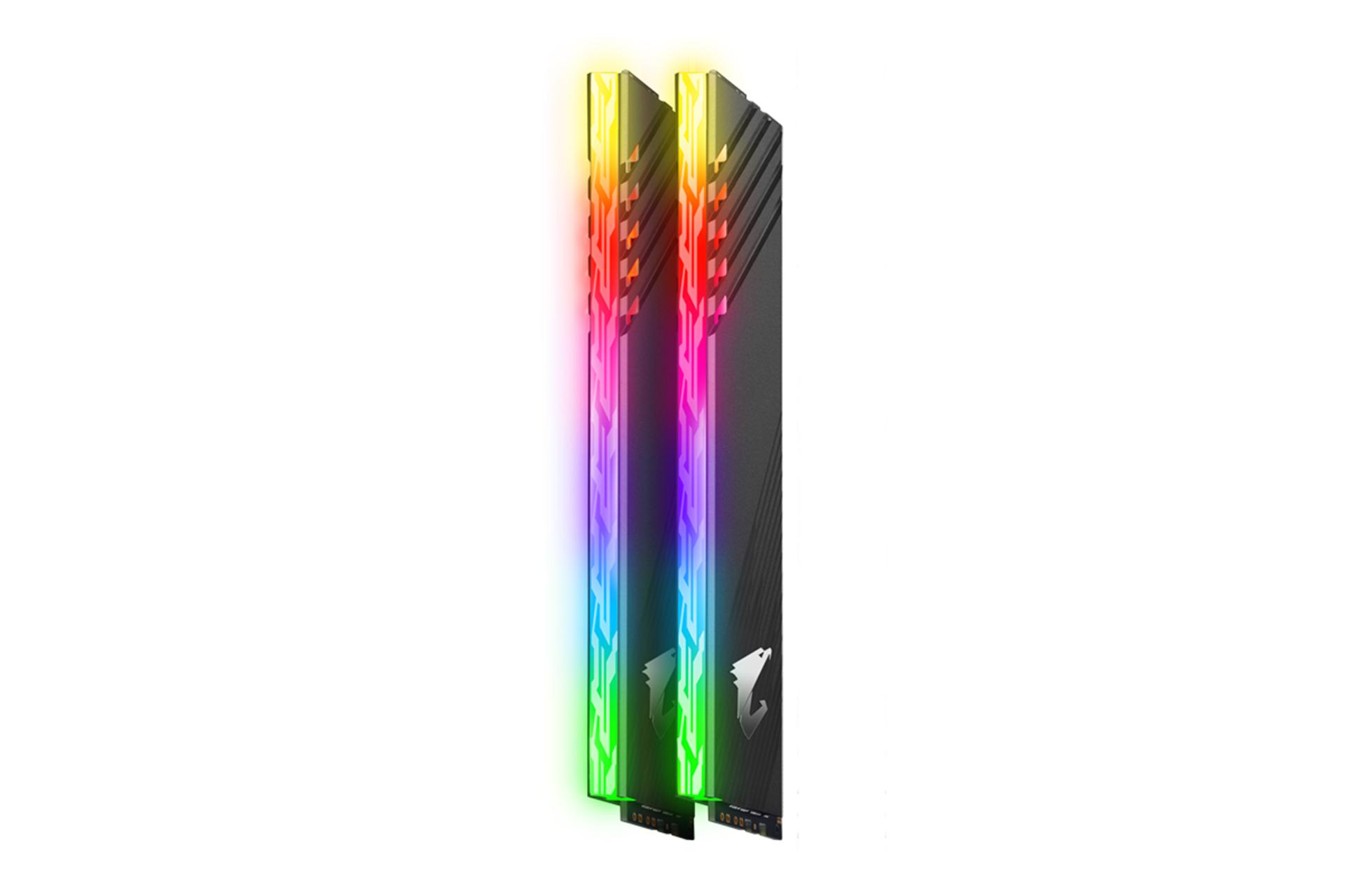نمای کنار رم گیگابایت AORUS RGB ظرفیت 16 گیگابایت (2x8) از نوع DDR4-3600