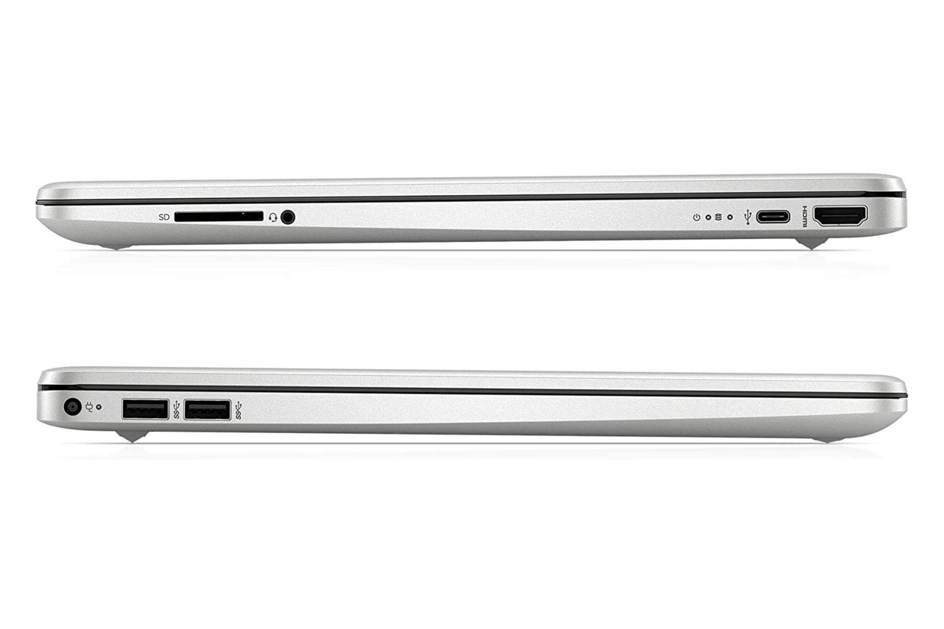 لپ تاپ اچ پی 15 DY1079MS از نمای کنار و نمایش پورت ها