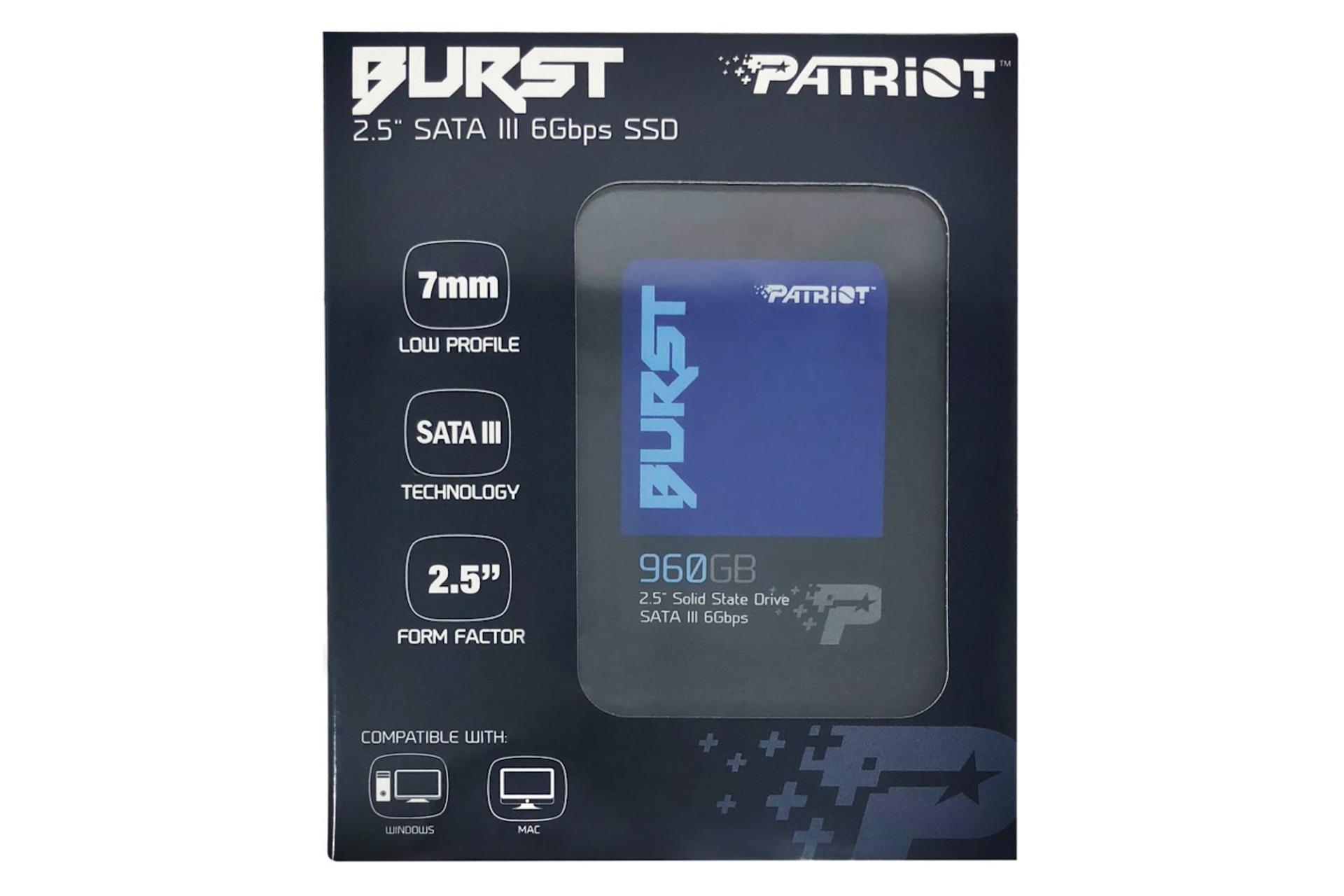 جعبه SSD پتریوت Patriot Burst SATA 2.5 Inch 960GB ظرفیت 960 گیگابایت