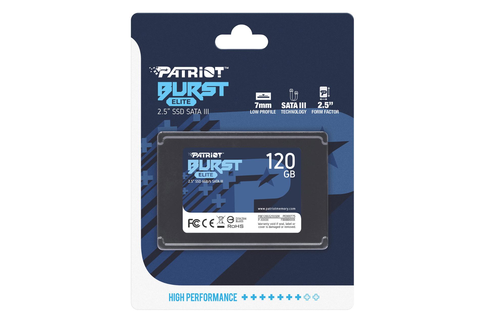 جعبه SSD پاتریوت Burst Elite SATA 2.5 Inch ظرفیت 120 گیگابایت