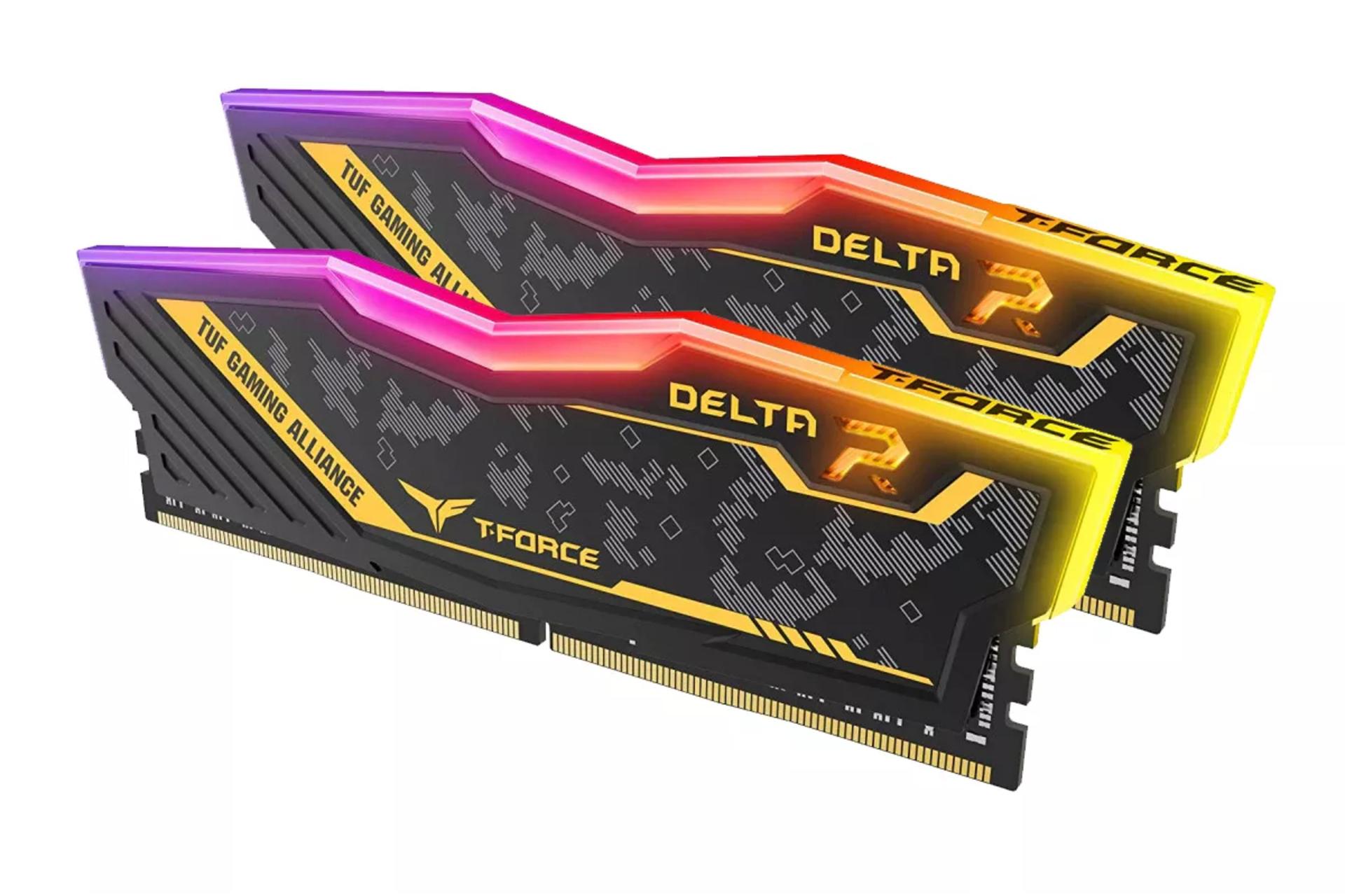 نمای کنار رم تیم گروپ T-FORCE DELTA TUF Gaming Alliance RGB ظرفیت 16 گیگابایت (2x8) از نوع DDR4-3200