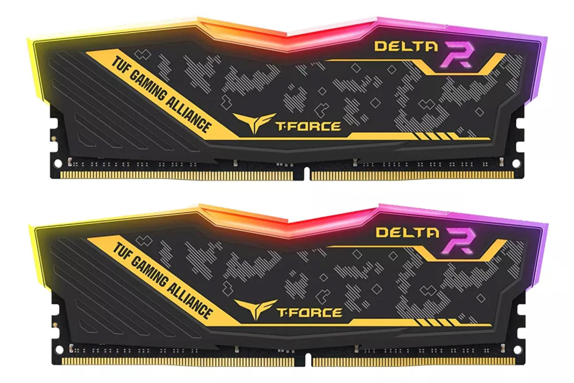 رم تیم گروپ T-FORCE DELTA TUF Gaming Alliance RGB ظرفیت 16 گیگابایت (2x8) از نوع DDR4-3200