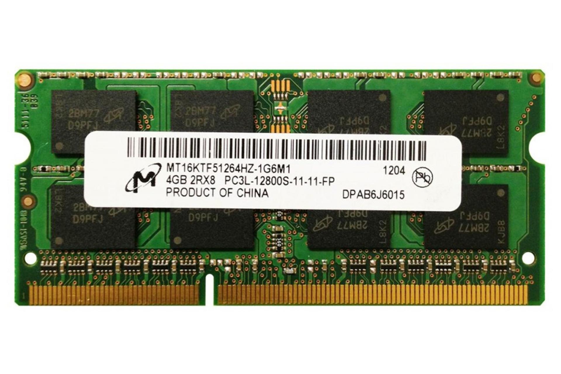 رم مایکرون MT8KTF51264HZ-1G6E1 ظرفیت 4 گیگابایت از نوع DDR3L-1600