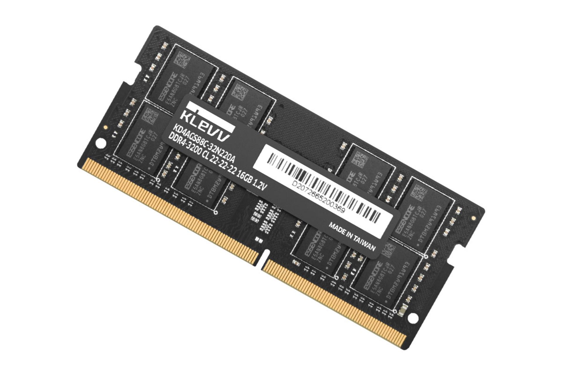 klevv SO-DIMM Standard ظرفیت 16 گیگابایت از نوع DDR4-3200 نمای جانبی