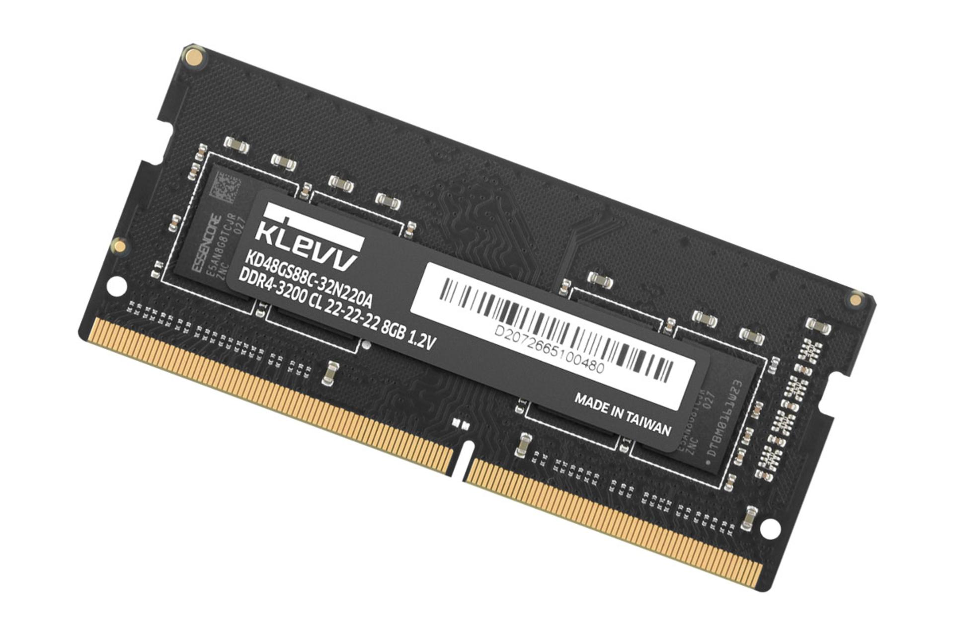  klevv SO-DIMM Standard ظرفیت 8 گیگابایت از نوع DDR4-3200 نمای جانبی2