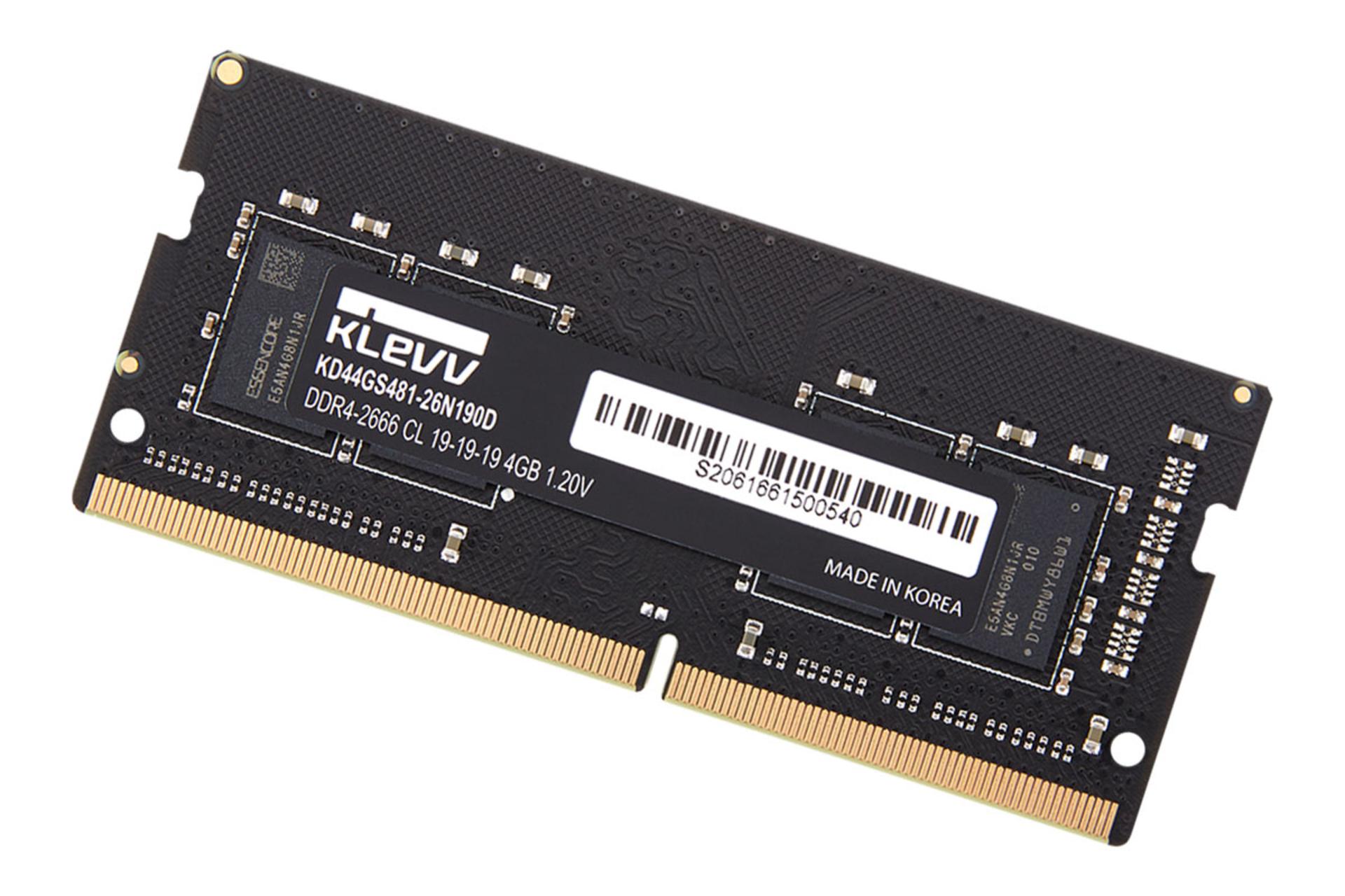 klevv SO-DIMM Standard ظرفیت 4 گیگابایت از نوع DDR4-2666 نمای جانبی2
